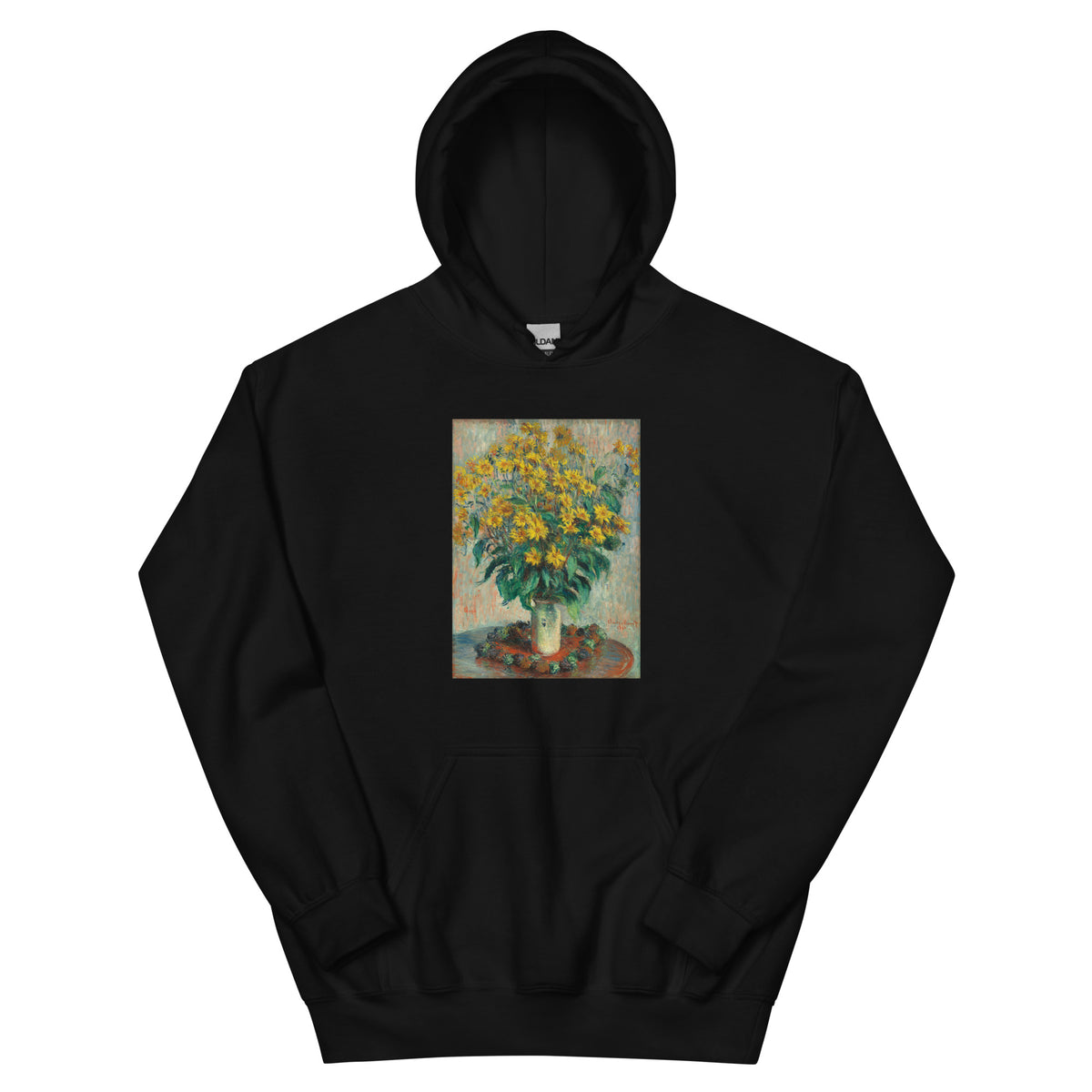 Black Hoodie Jerusalem Artichoke Flowers Essential