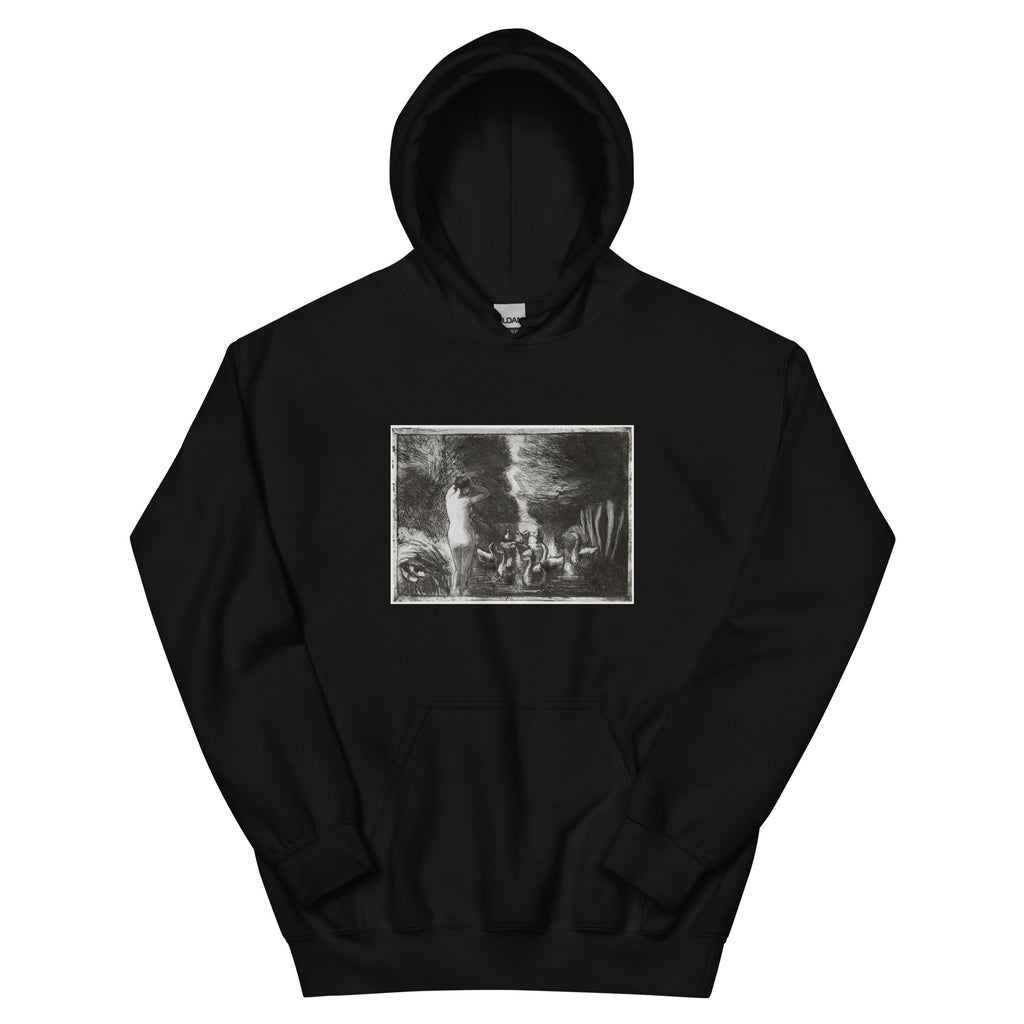 Black Hoodie Bather With Geese Essential