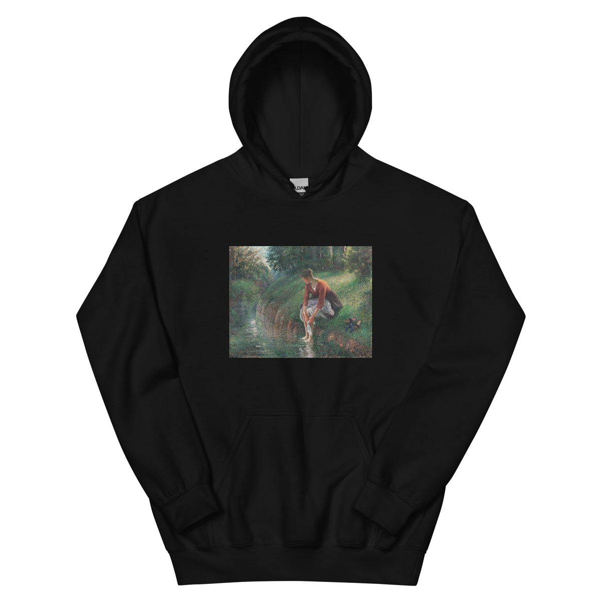 Black Hoodie Woman Bathing Her Feet In A Brook Essential