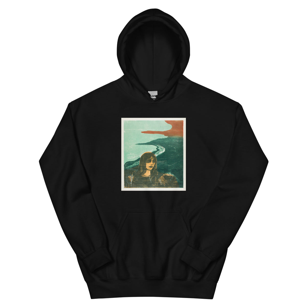 Black Hoodie Woman Head Against The Shore Essential