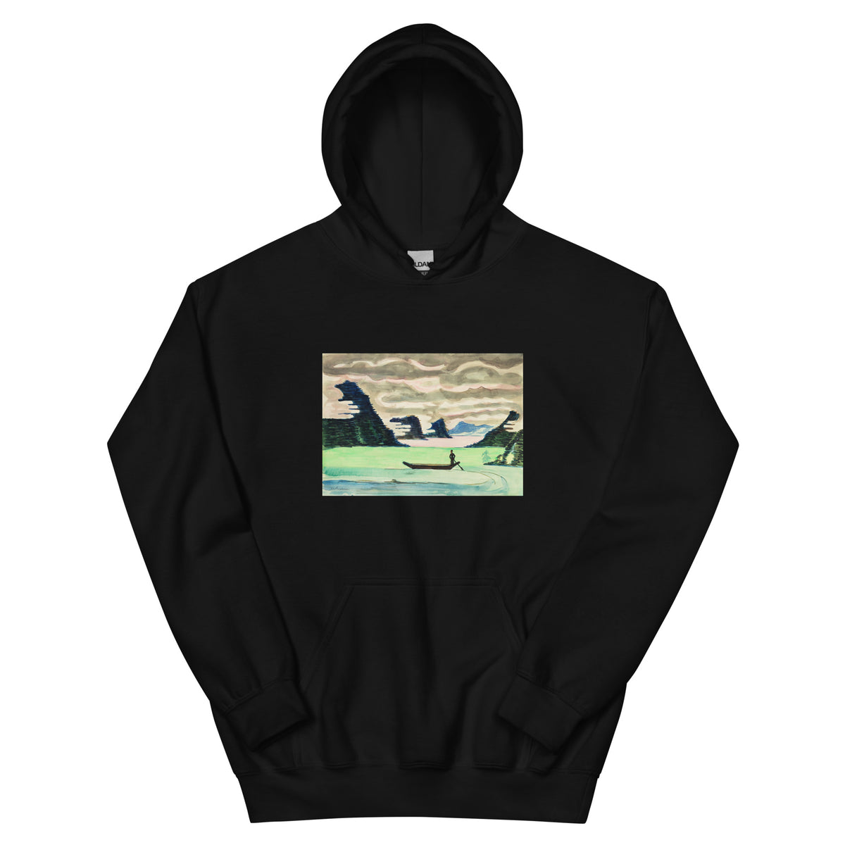 Black Hoodie Mountain Lake Essential