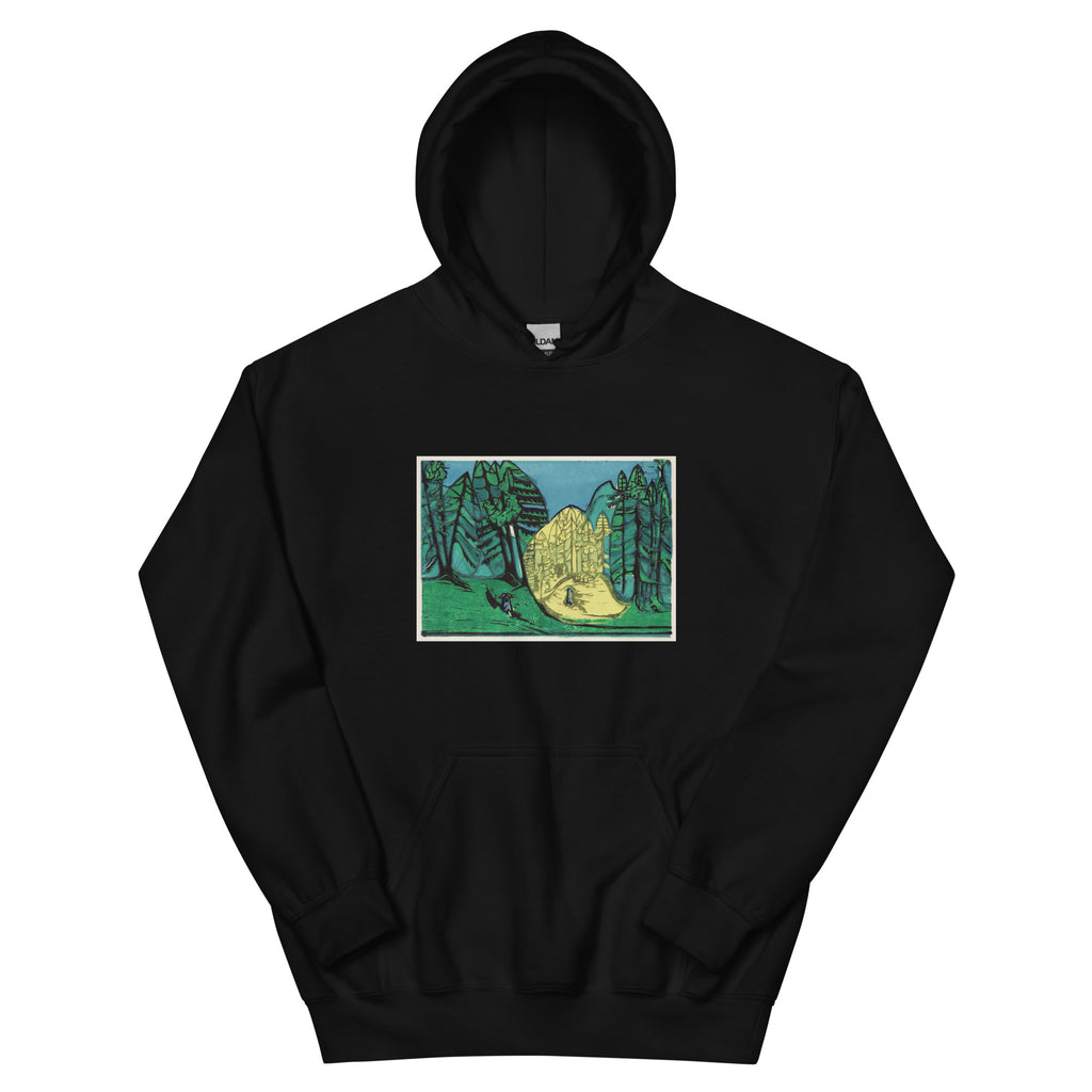 Black Hoodie Cemetery In The Forest Print Essential