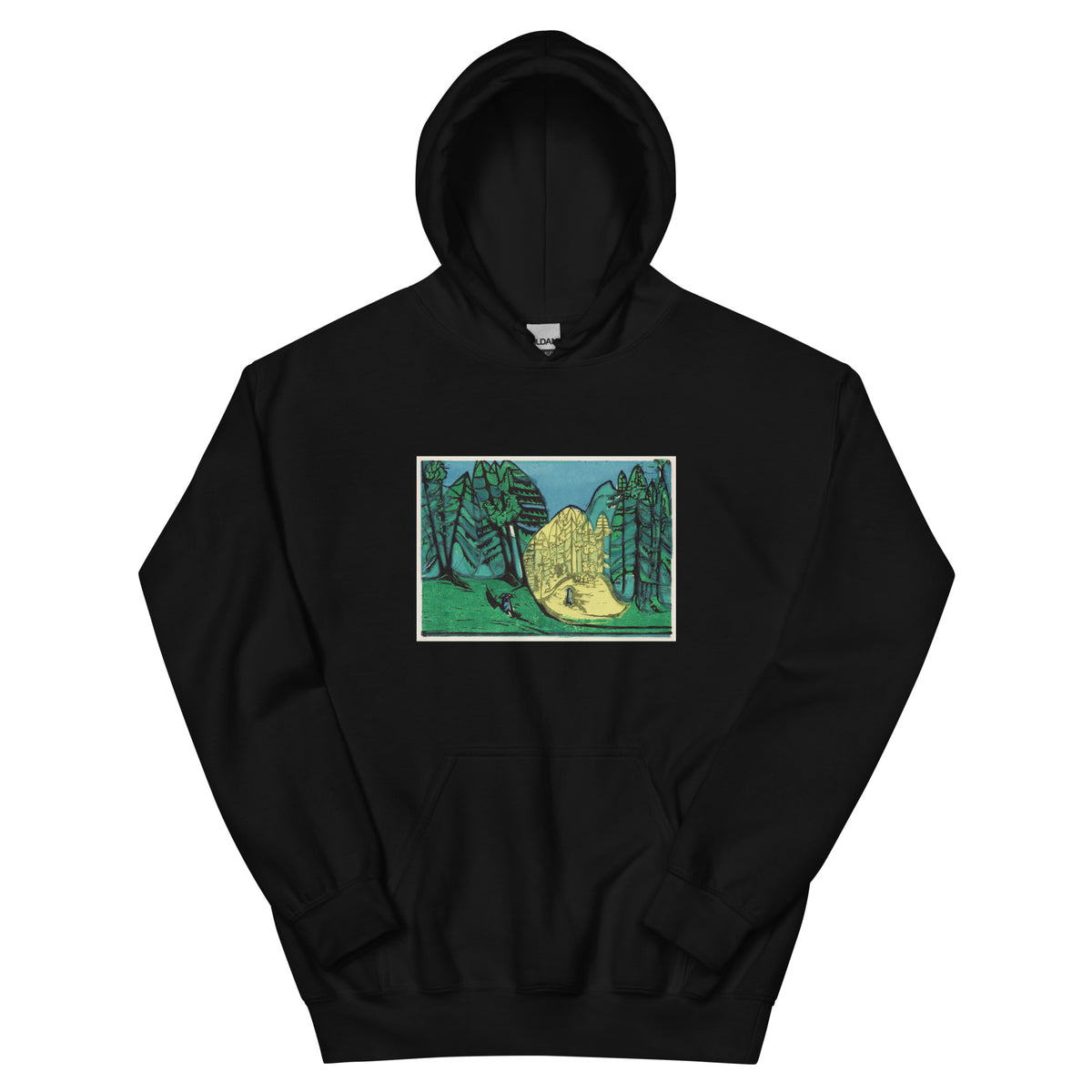 Black Hoodie Cemetery In The Forest Print Essential