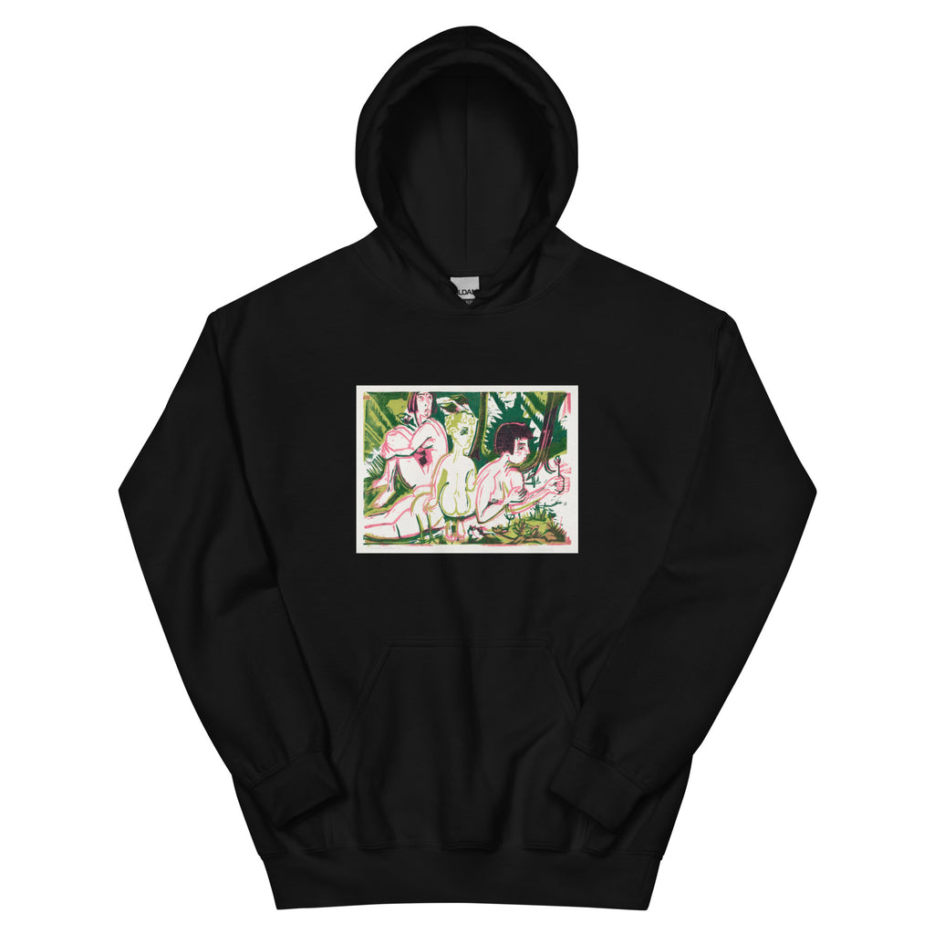 Black Hoodie Nude Women With A Child In The Forest Print Essential