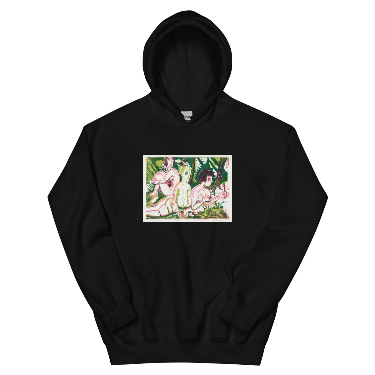 Black Hoodie Nude Women With A Child In The Forest Print Essential