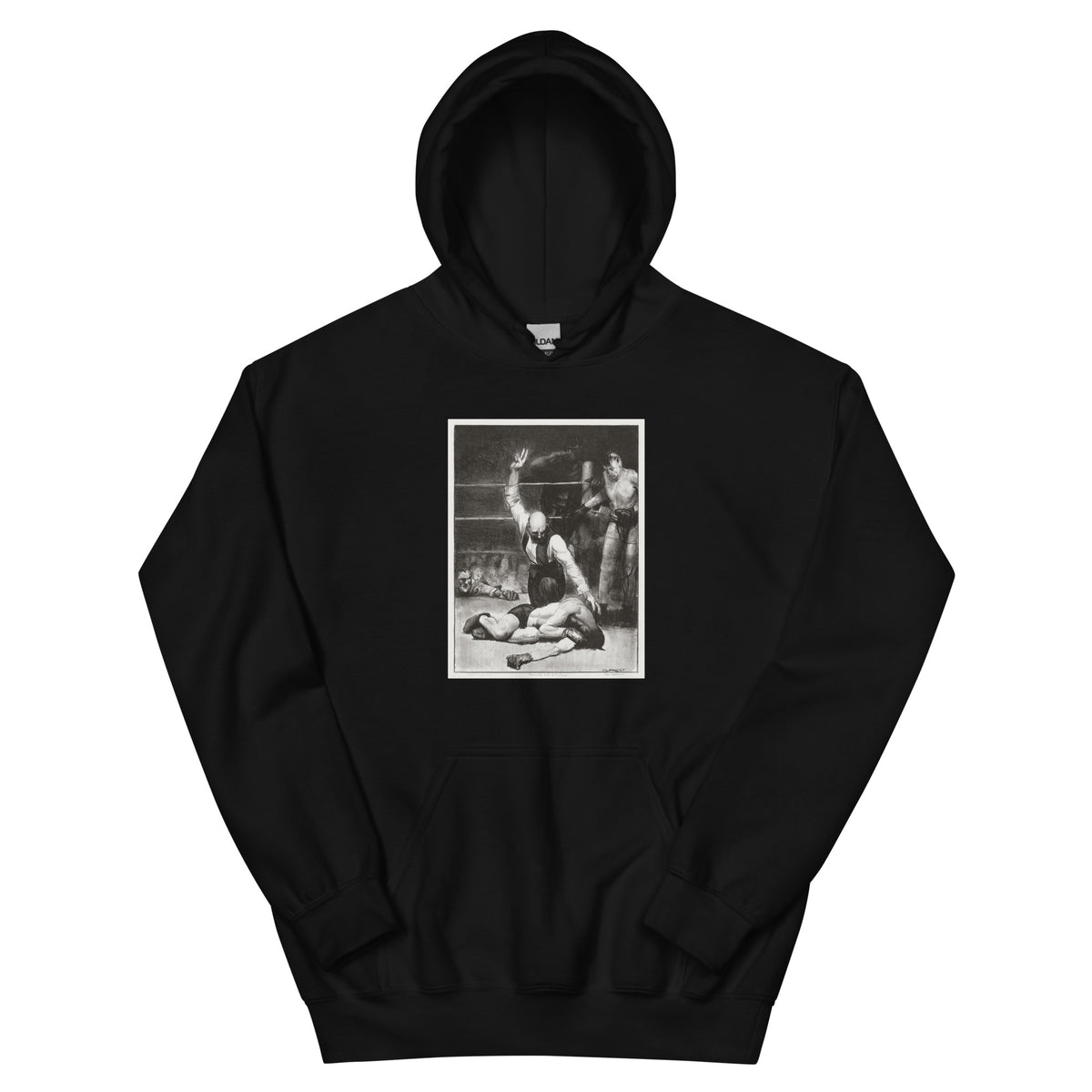 Black Hoodie Counted Out Second Stone Print Essential