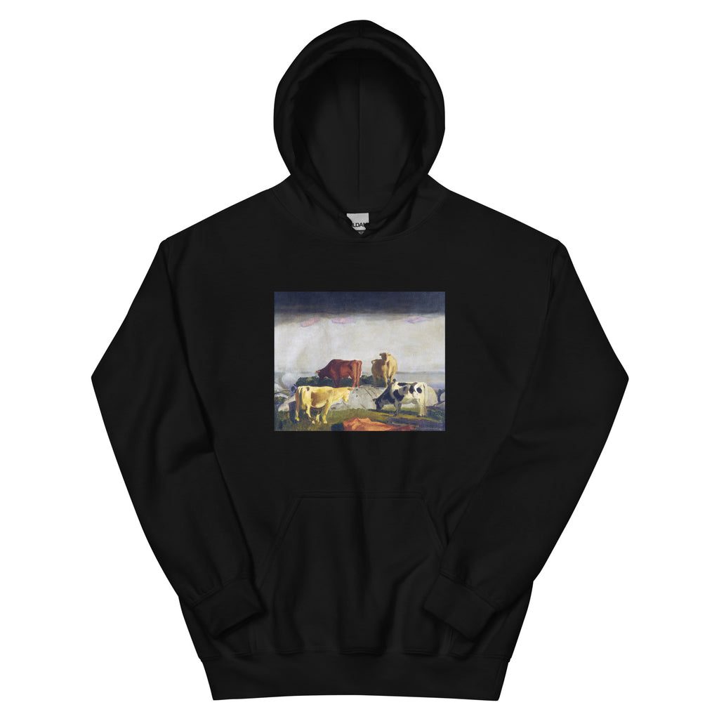 Black Hoodie Five Cows Print Essential