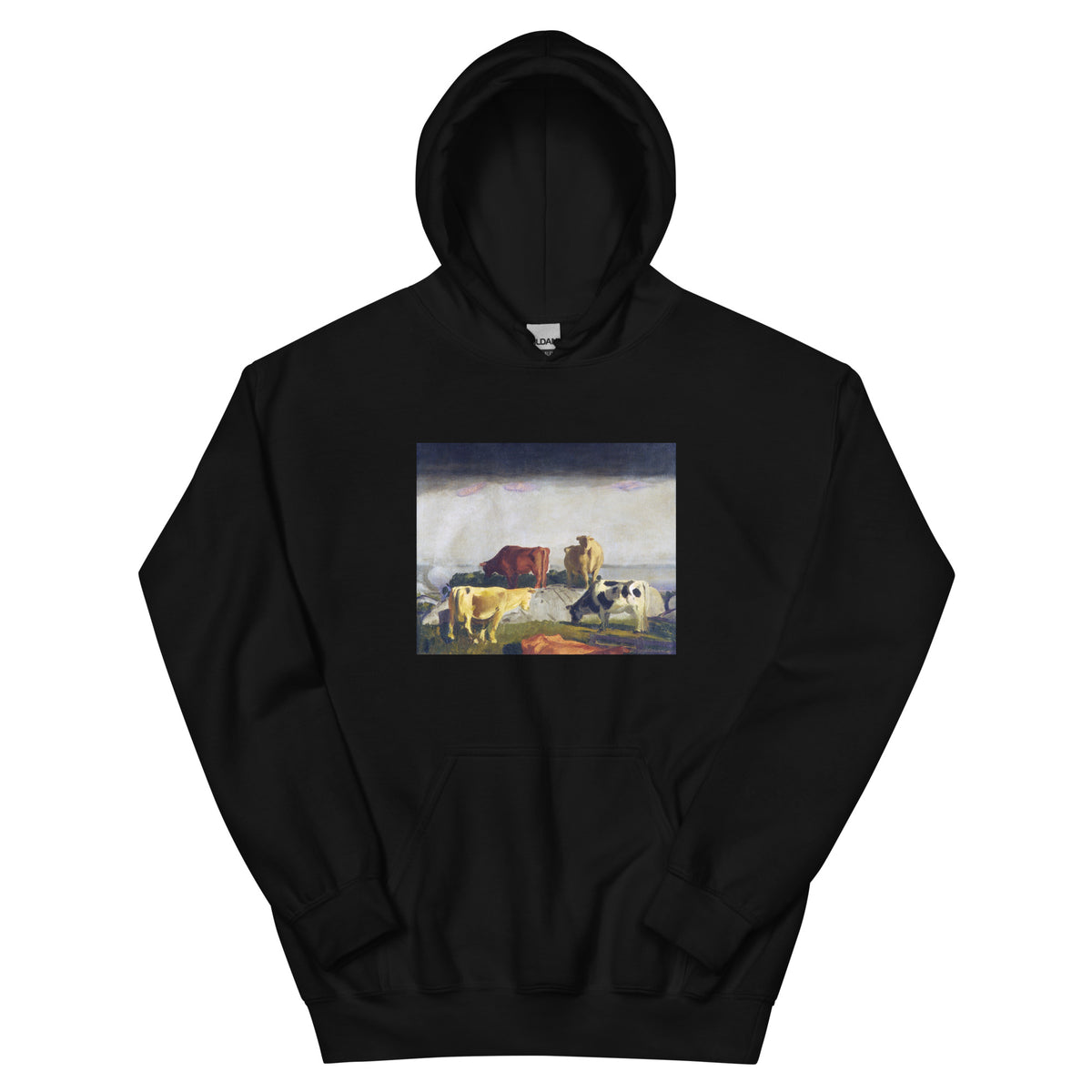 Black Hoodie Five Cows Print Essential