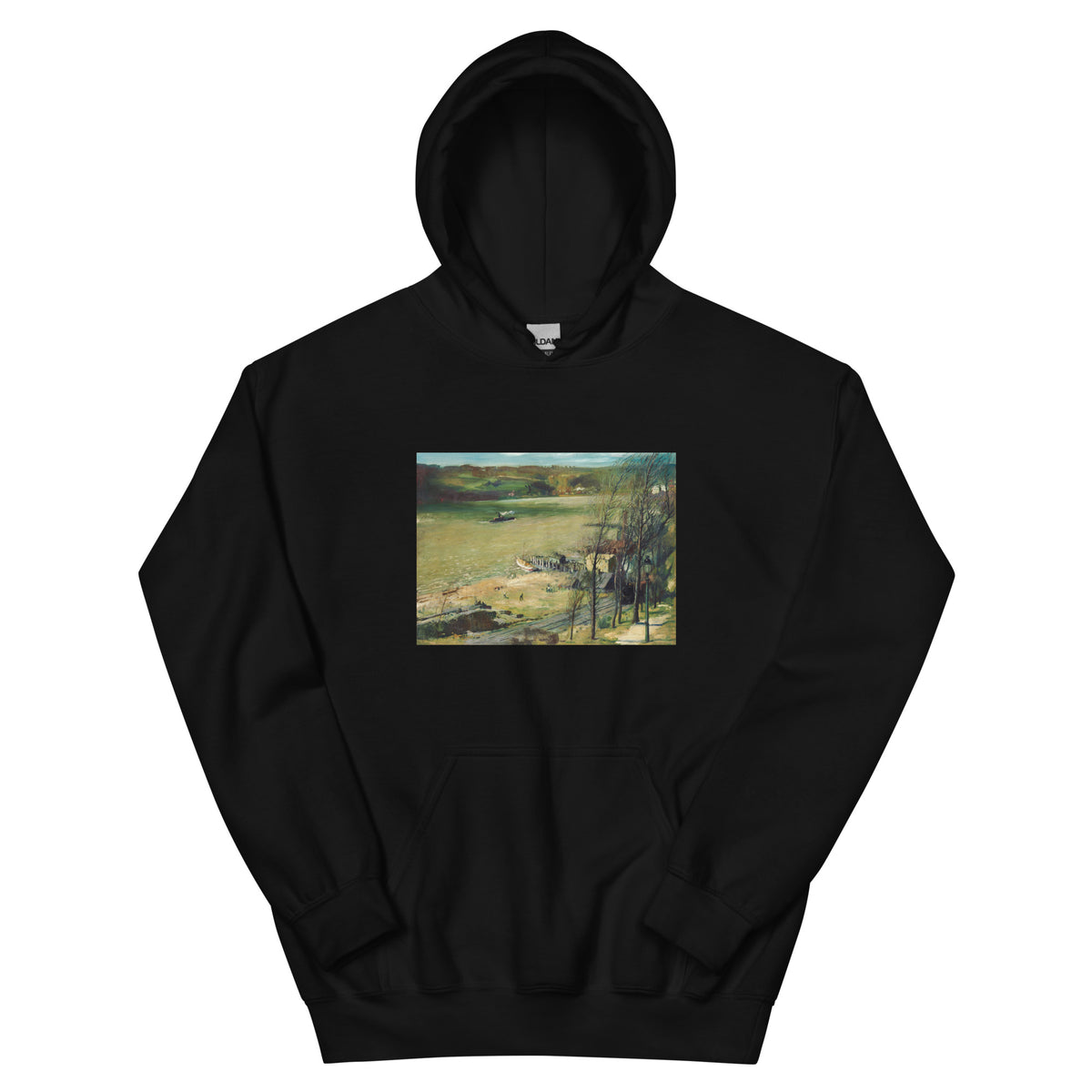 Black Hoodie Up The Hudson Print Essential