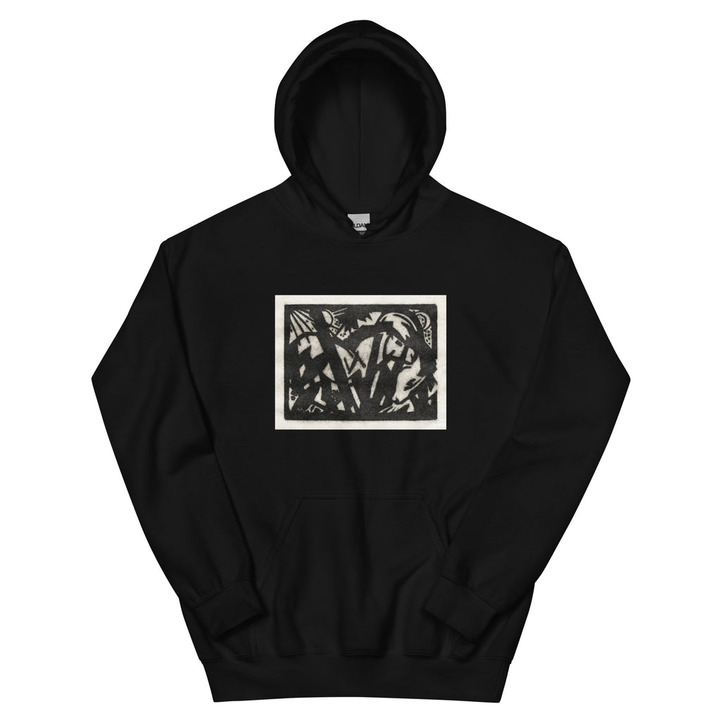 Black Hoodie Horse Print Essential