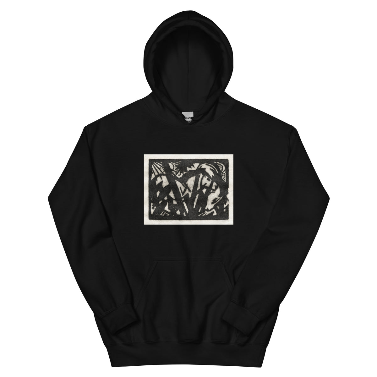 Black Hoodie Horse Print Essential