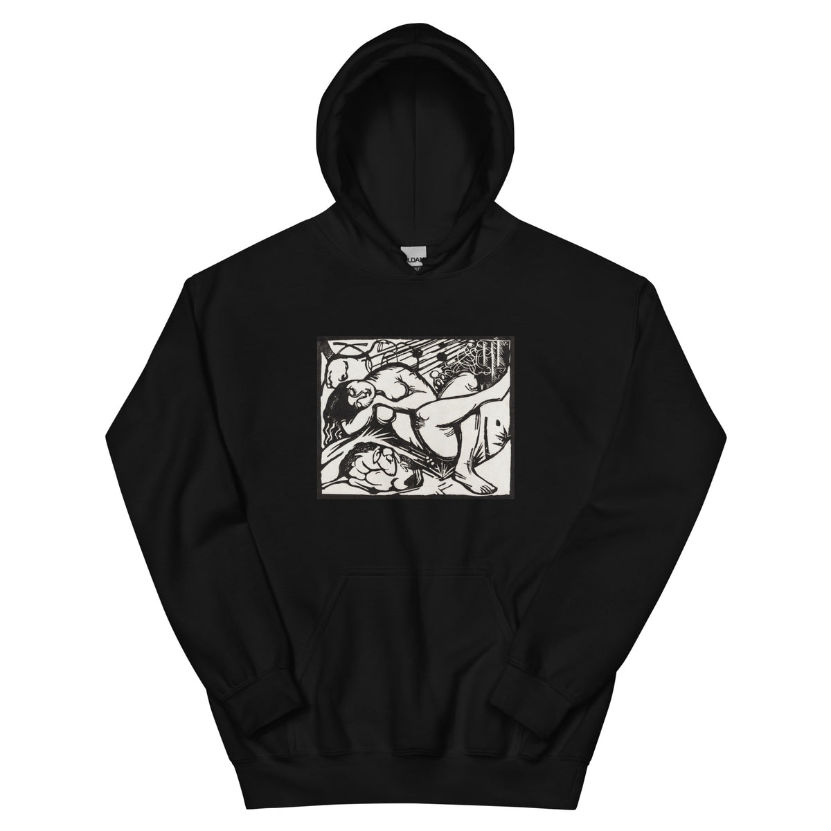Black Hoodie Sleeping Shepherdess Print Essential