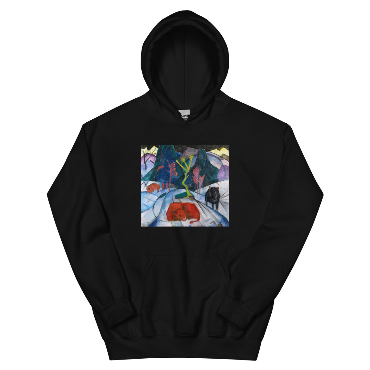 Black Hoodie Bison In Winter Red Bison Essential