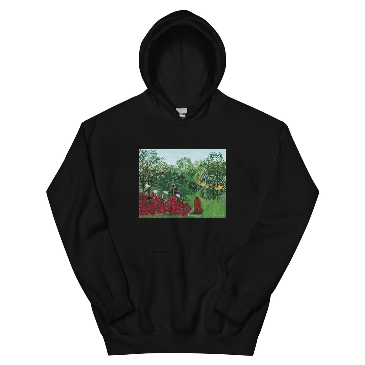 Black Hoodie Tropical Forest With Monkeys Essential
