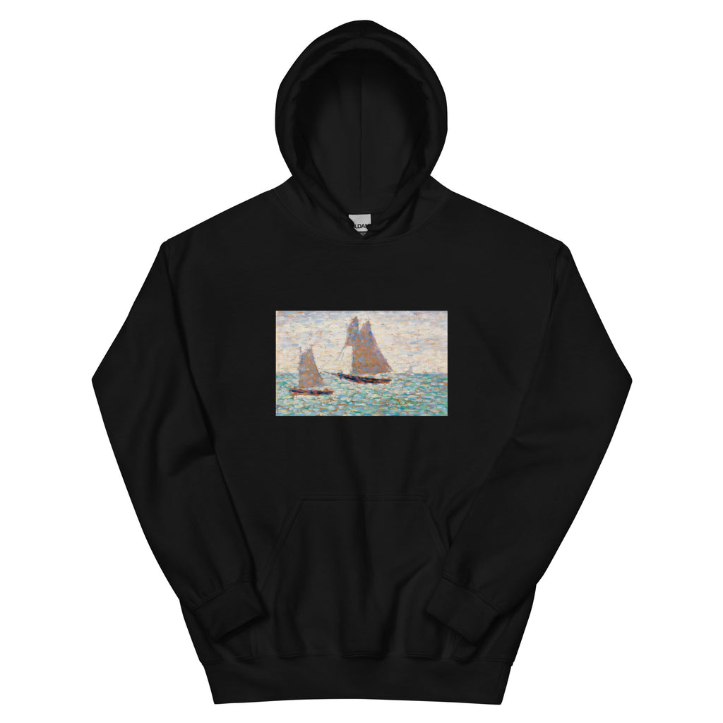 Black Hoodie Two Sailboats At Grandcamp Deux Voiliers A Grandcamp Essential
