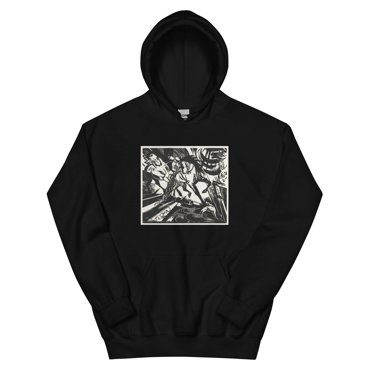 Black Hoodie The Riding School Print Essential