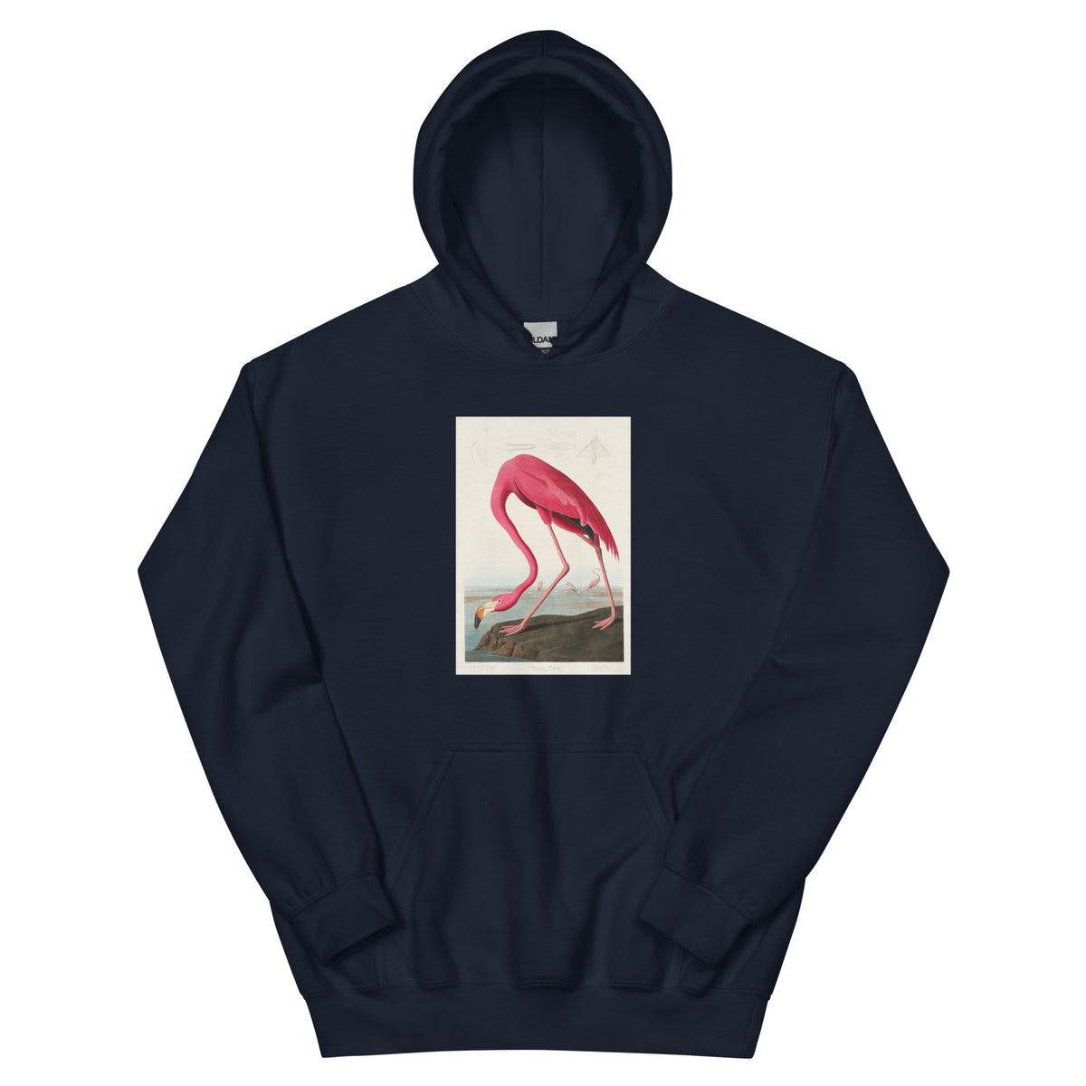 Navy Hoodie Pink Flamingo - John James Audubon 1827 Essential