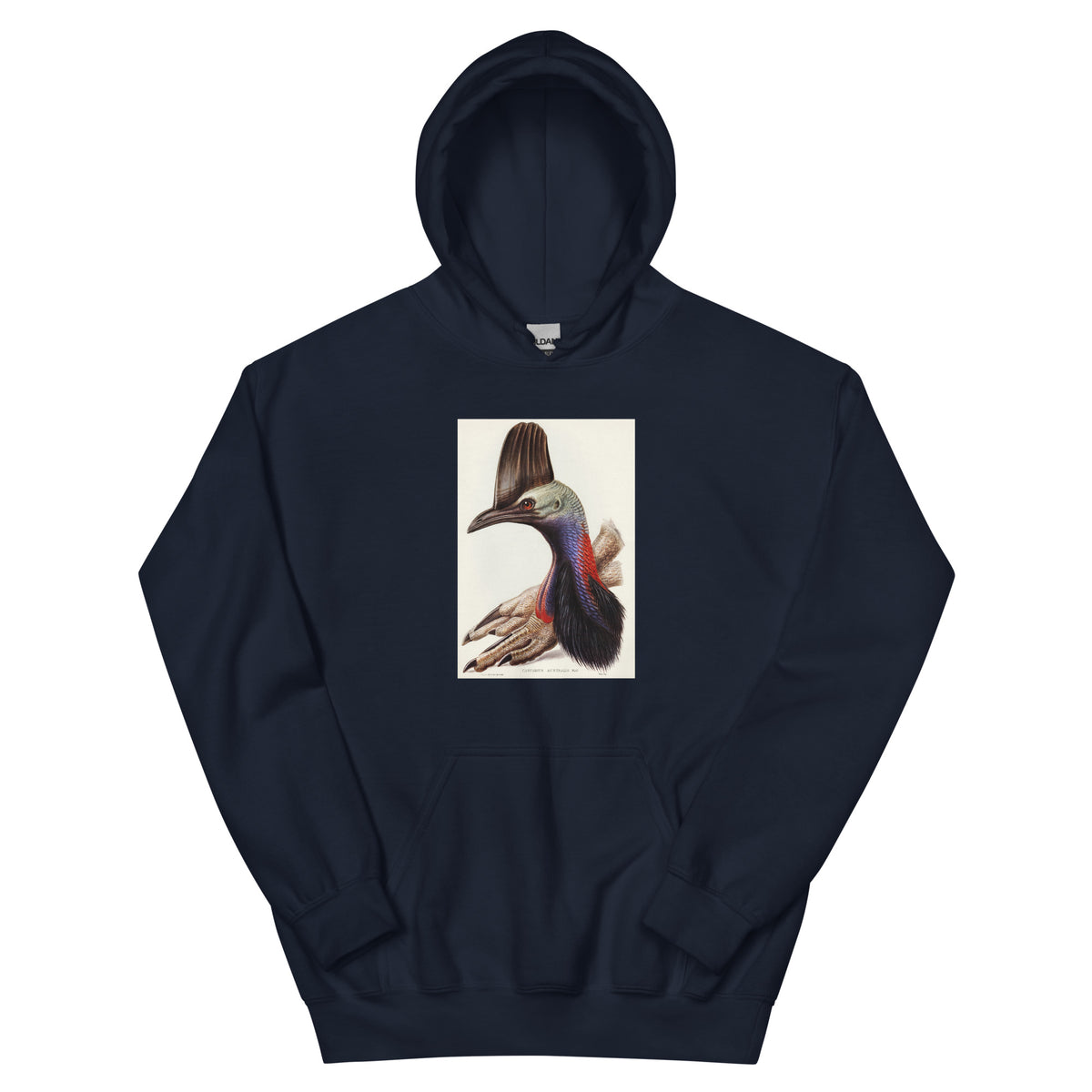 Navy Hoodie Australian Cassowary Casuarius Australis Illustrated - Elizabeth Gould 1804 Essential