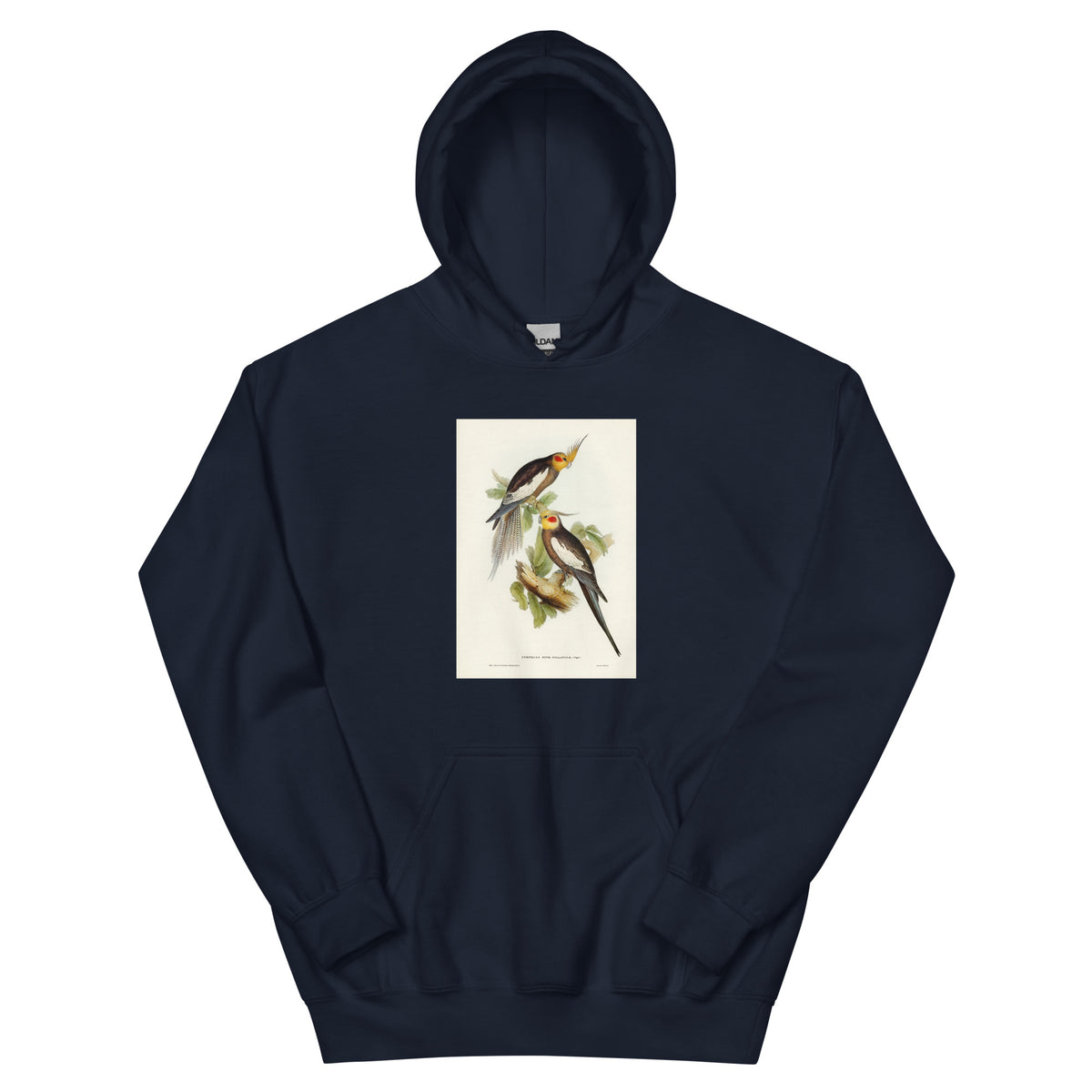 Navy Hoodie Cockatoo Parakeet Nymphicus Novae Hollandiae Illustrated - Elizabeth Gould 1804 Essential