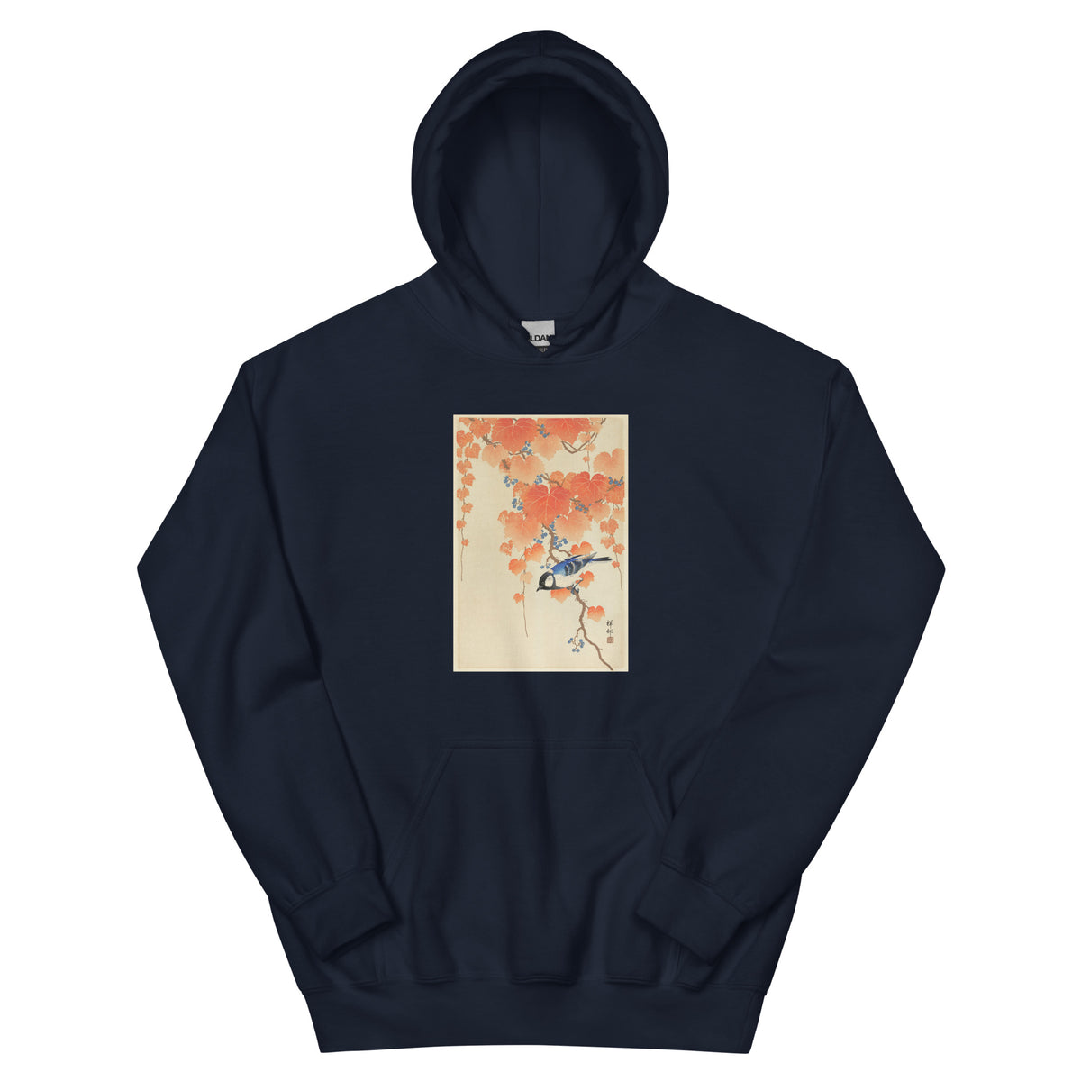 Navy Hoodie Great Tit On Paulownia Branch - Ohara Koson 1925 Essential