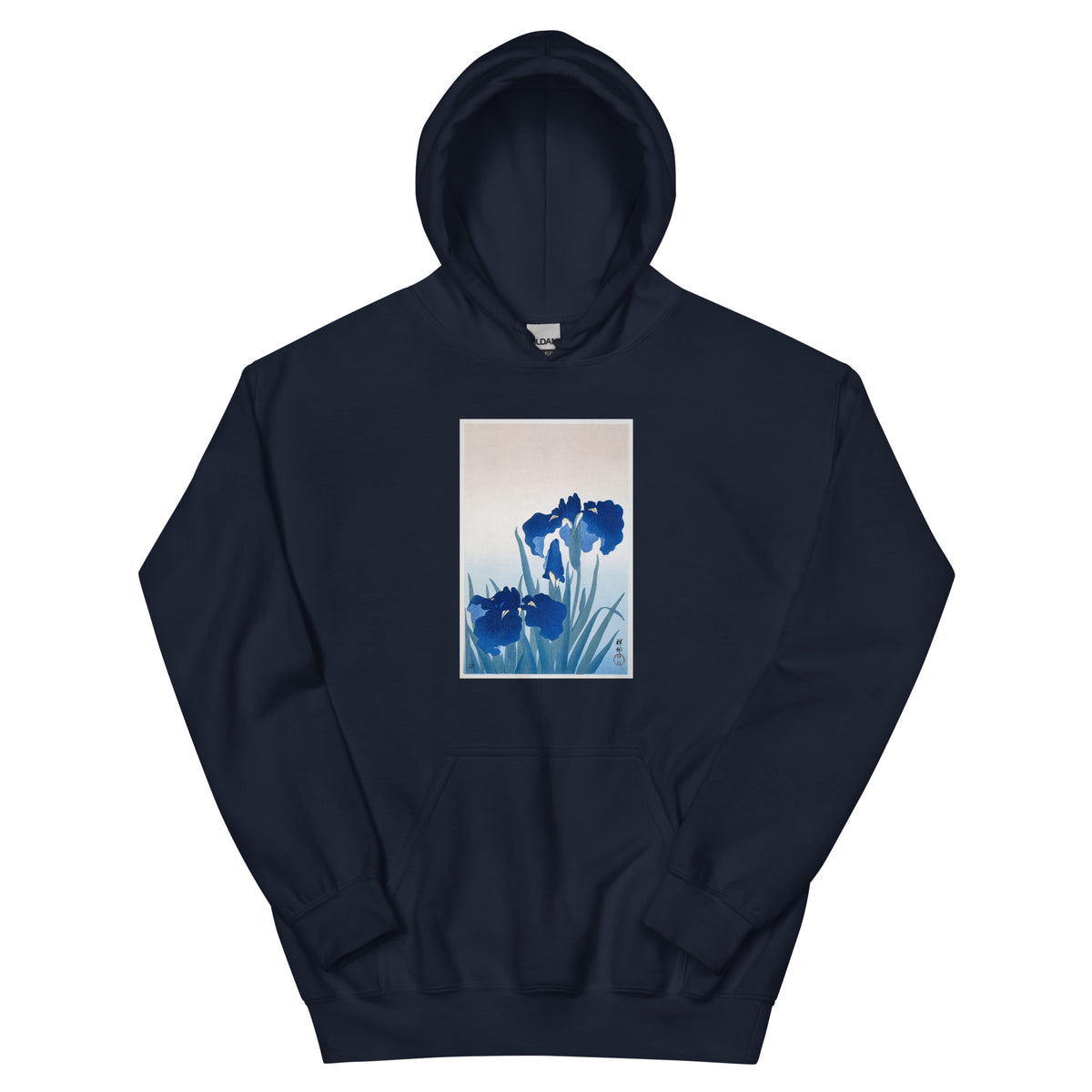 Navy Hoodie Iris Flowers - Ohara Koson 1925 Essential