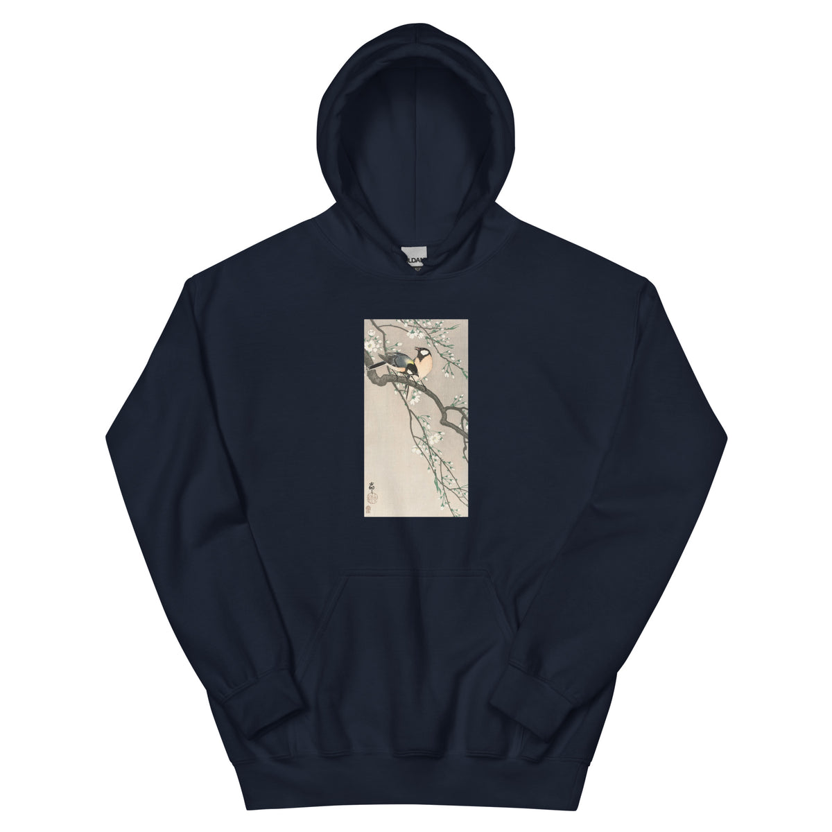 Navy Hoodie Tits On Cherry Branch Essential