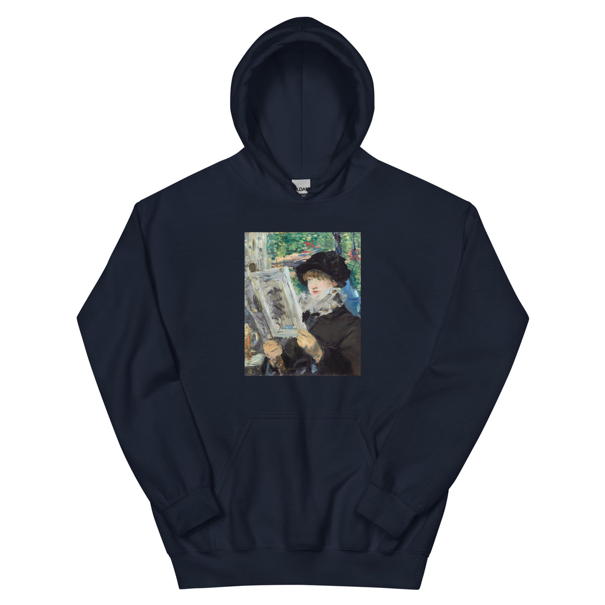 Navy Hoodie Woman Reading Painting In High Resolution Essential