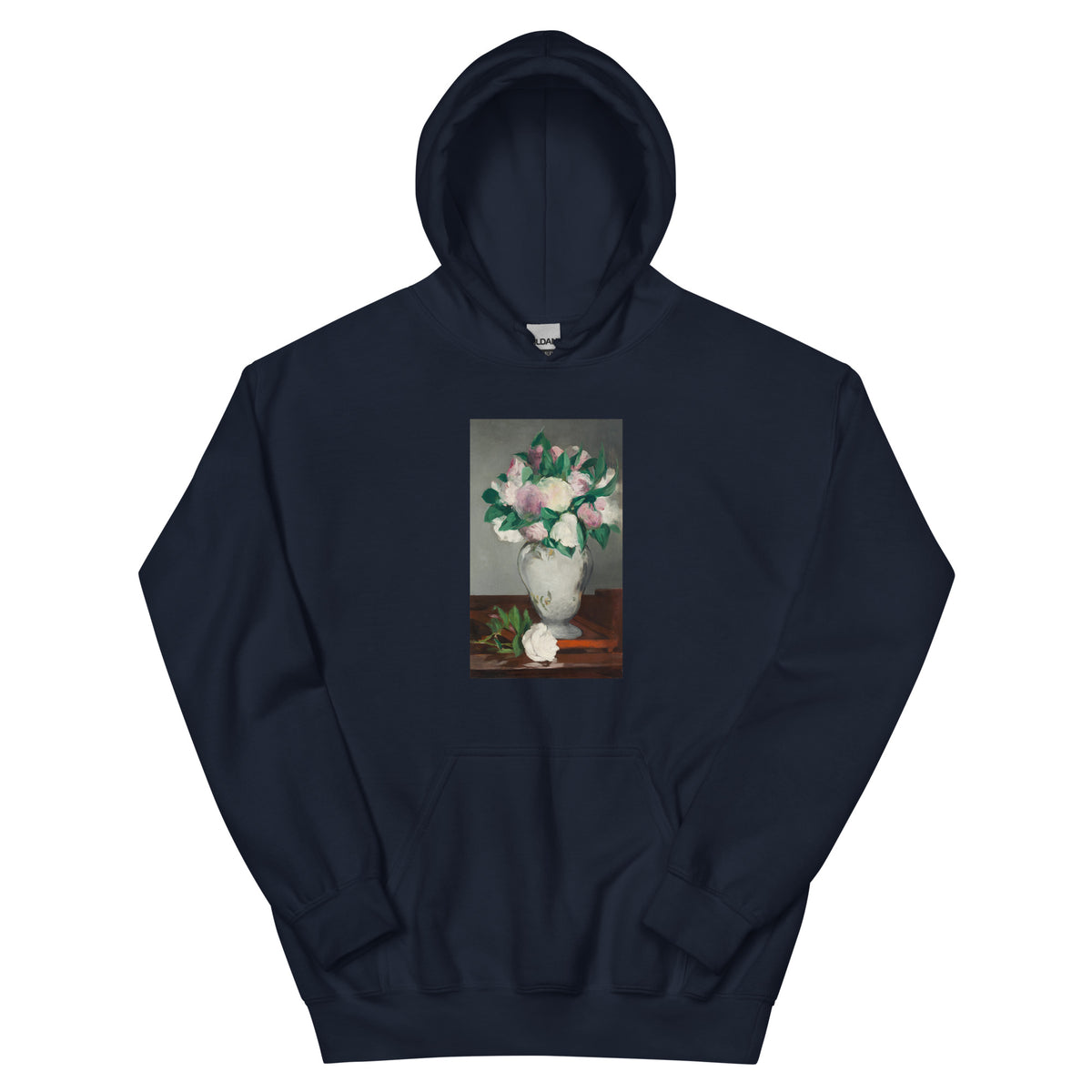 Navy Hoodie Peonies Painting In High Resolution Essential