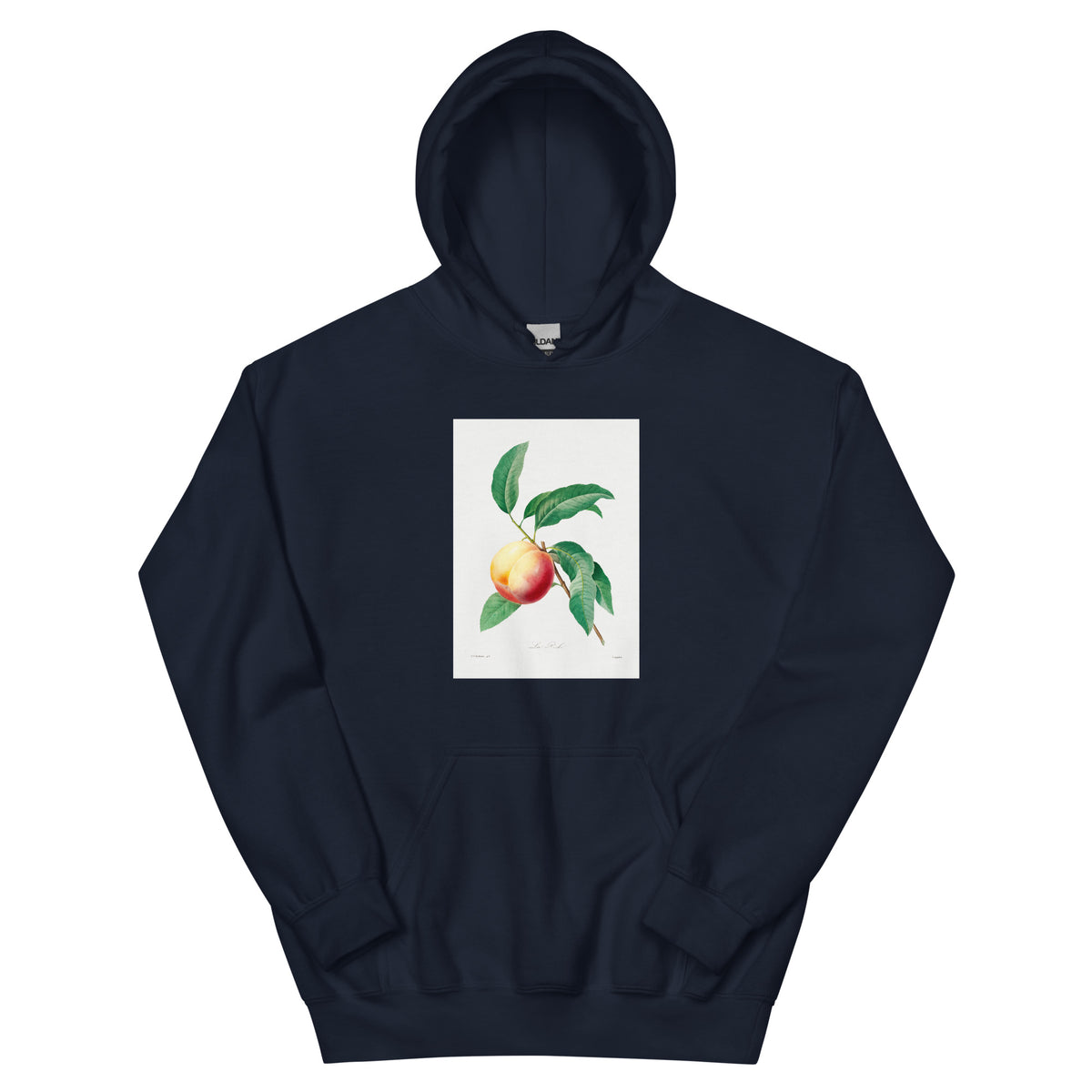 Navy Hoodie Peach Fruit On A Branch - Pierre-Joseph Redoute 1759 Essential