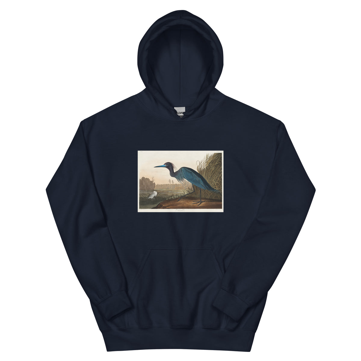 Navy Hoodie Blue Crane Or Heron Essential