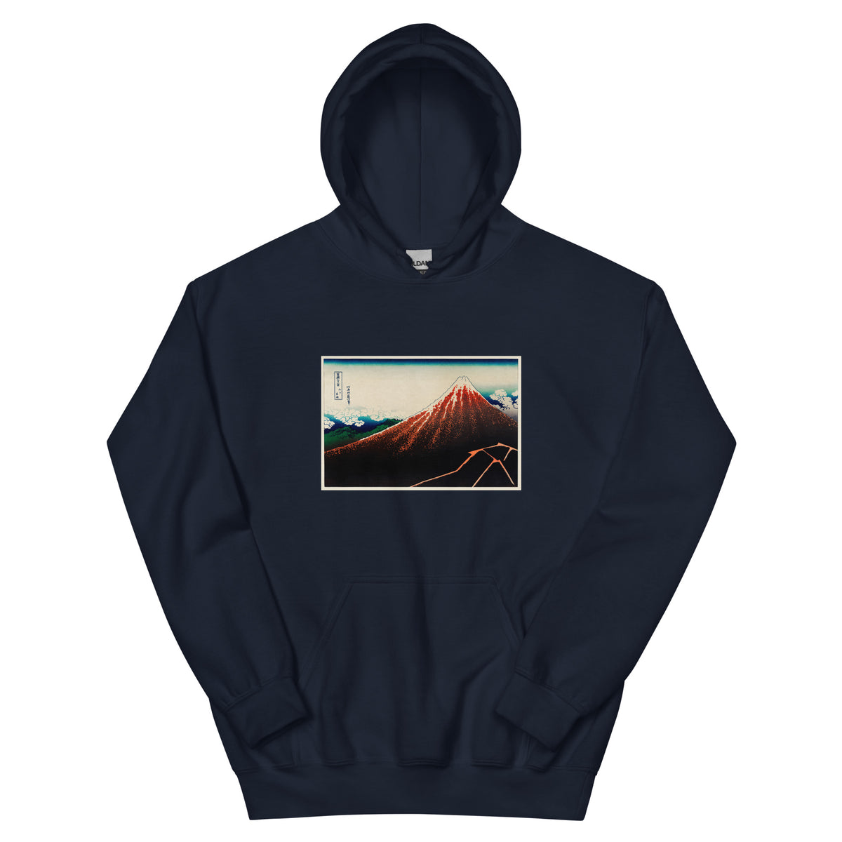 Navy Hoodie Sanka Hakuu - Katsushika Hokusai 1760 Essential