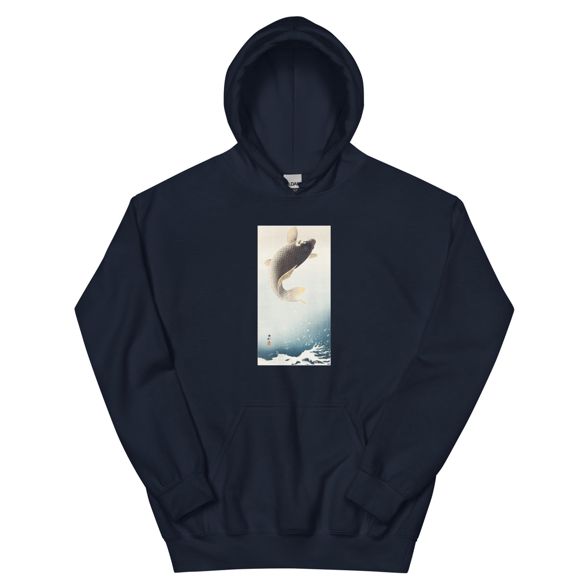 Navy Hoodie A Jumping Carp - Ohara Koson 1900 Essential