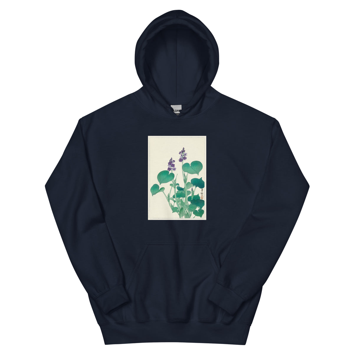 Navy Hoodie Blooming Hosta - Ohara Koson 1920 Essential