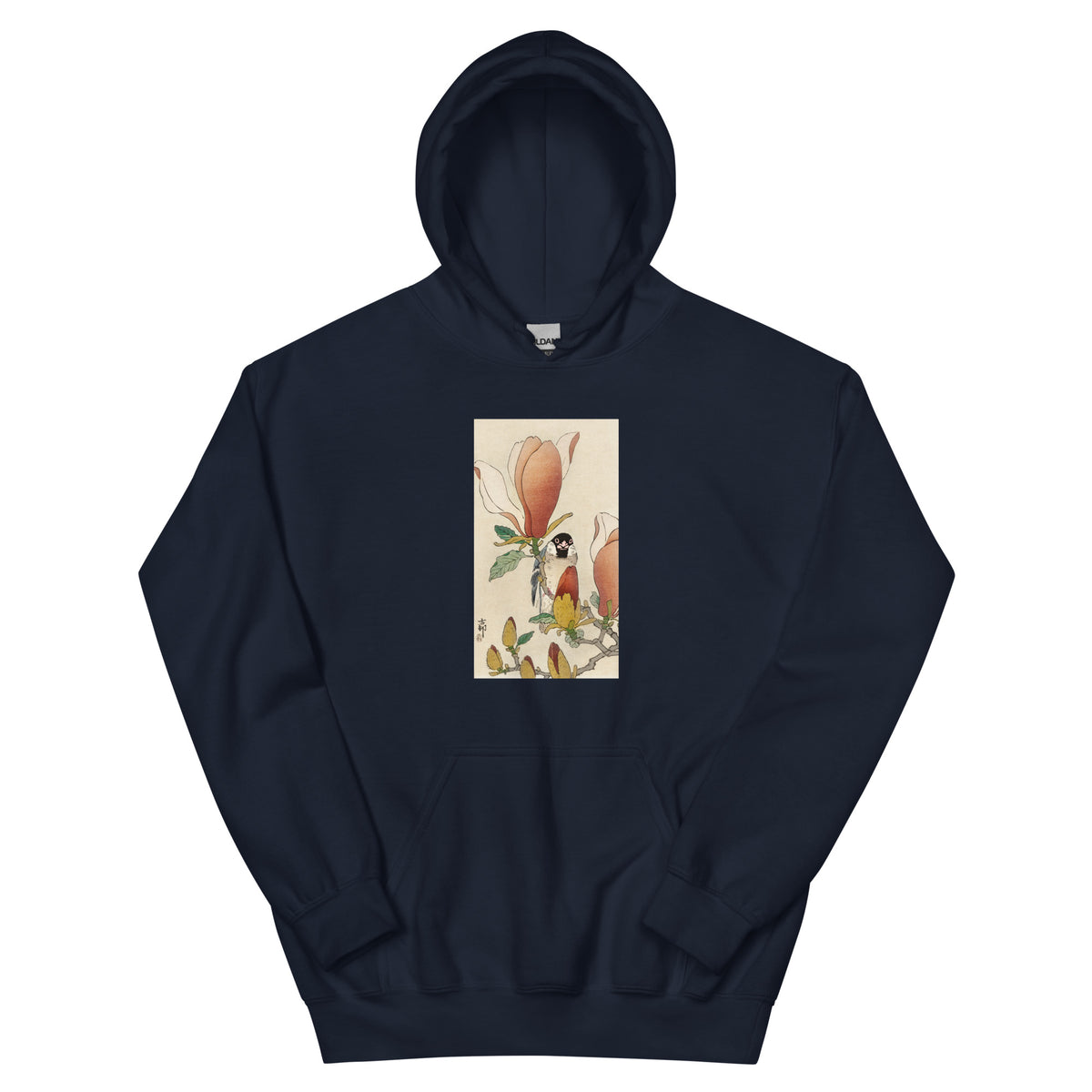 Navy Hoodie Sparrow On Blooming Magnolia Branch - Ohara Koson 1900 Essential