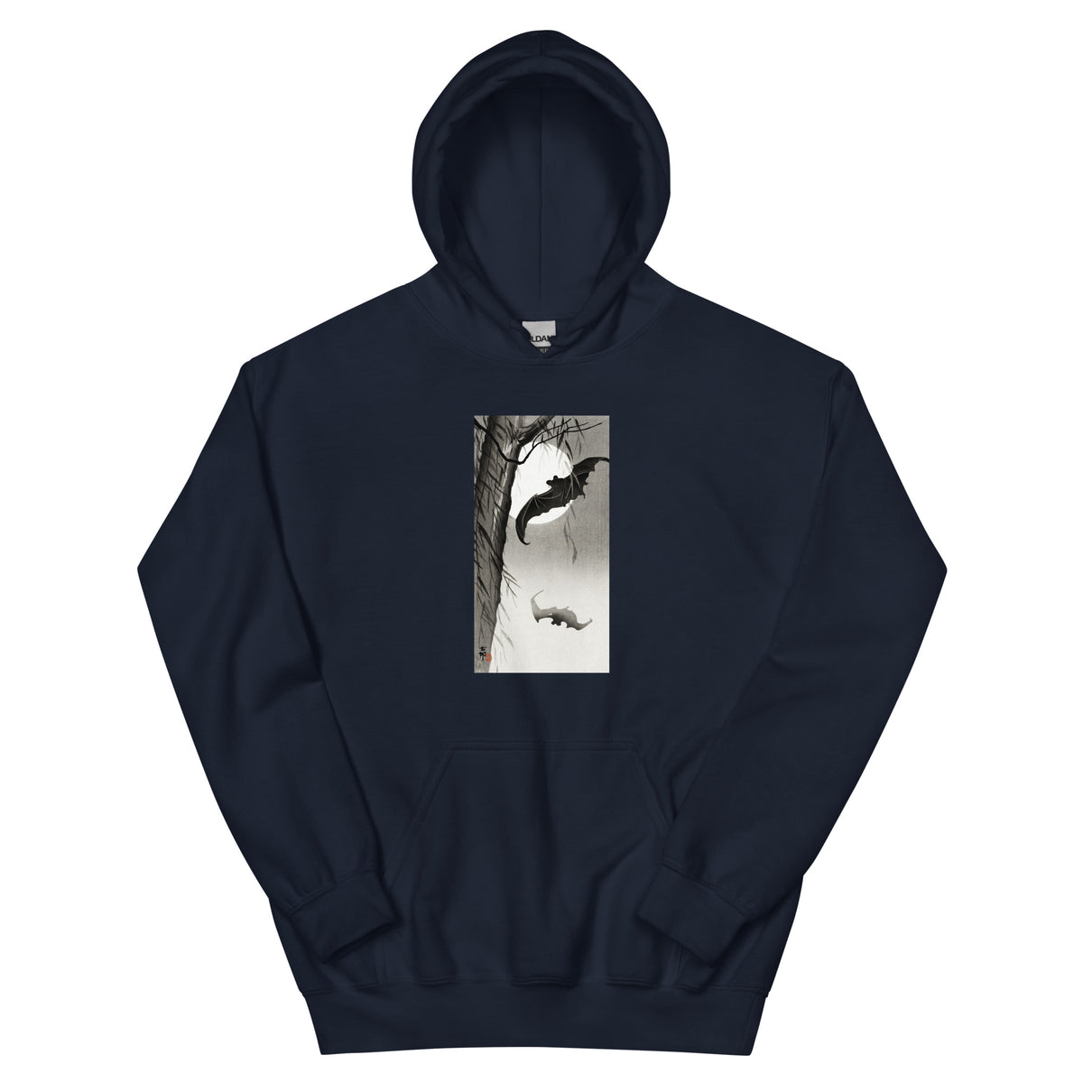 Navy Hoodie Bats Under The Full Moon - Ohara Koson 1900 Essential