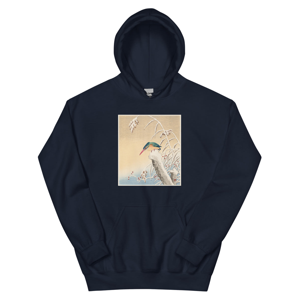 Navy Hoodie Kingfisher In The Snow - Ohara Koson 1925 Essential