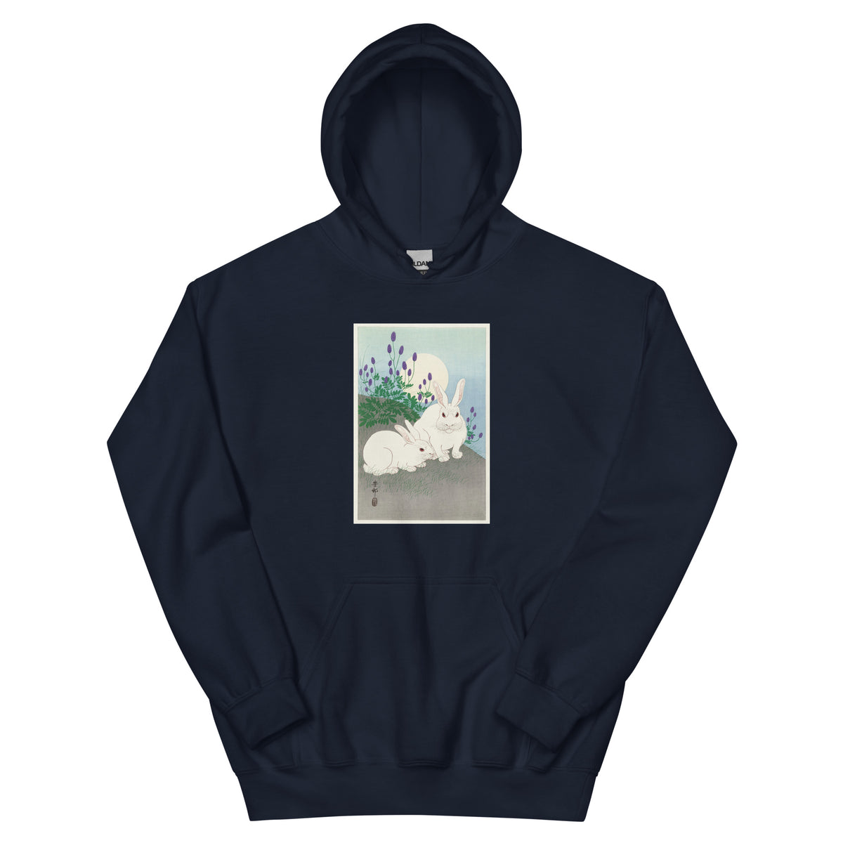 Navy Hoodie Rabbits At Full Moon - Ohara Koson 1920 Essential