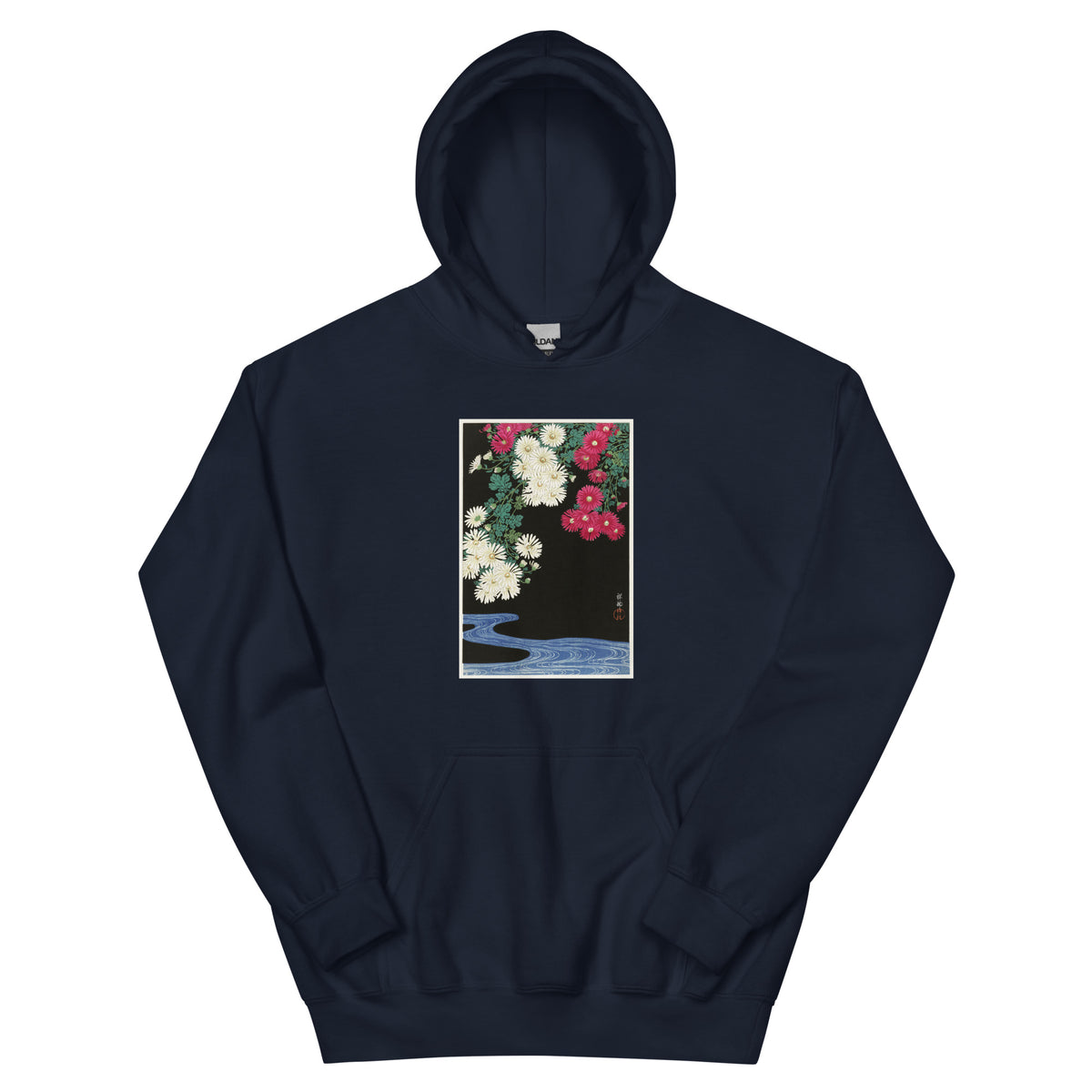 Navy Hoodie Chrysanthemums - Ohara Koson 1925 Essential