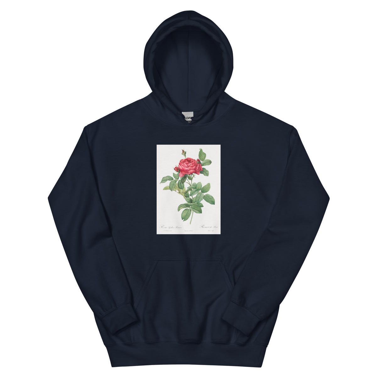 Navy Hoodie Rosa Gallica Pontiana Also Known As Bridge Rose Essential