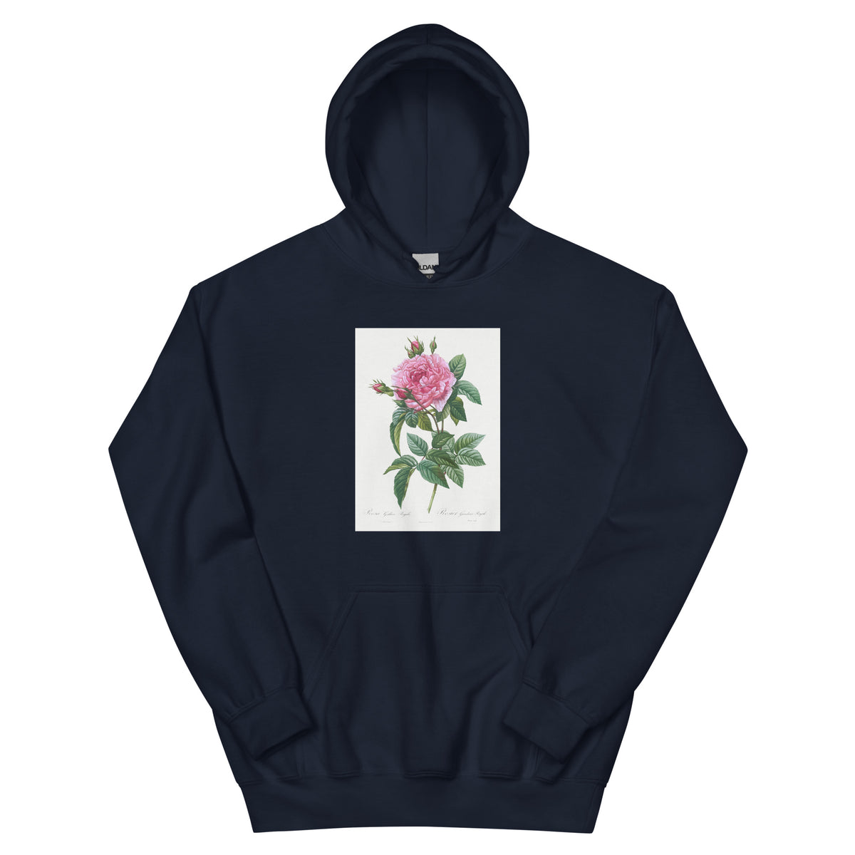 Navy Hoodie Gallic Rose Rosa Gallica Regalis Essential