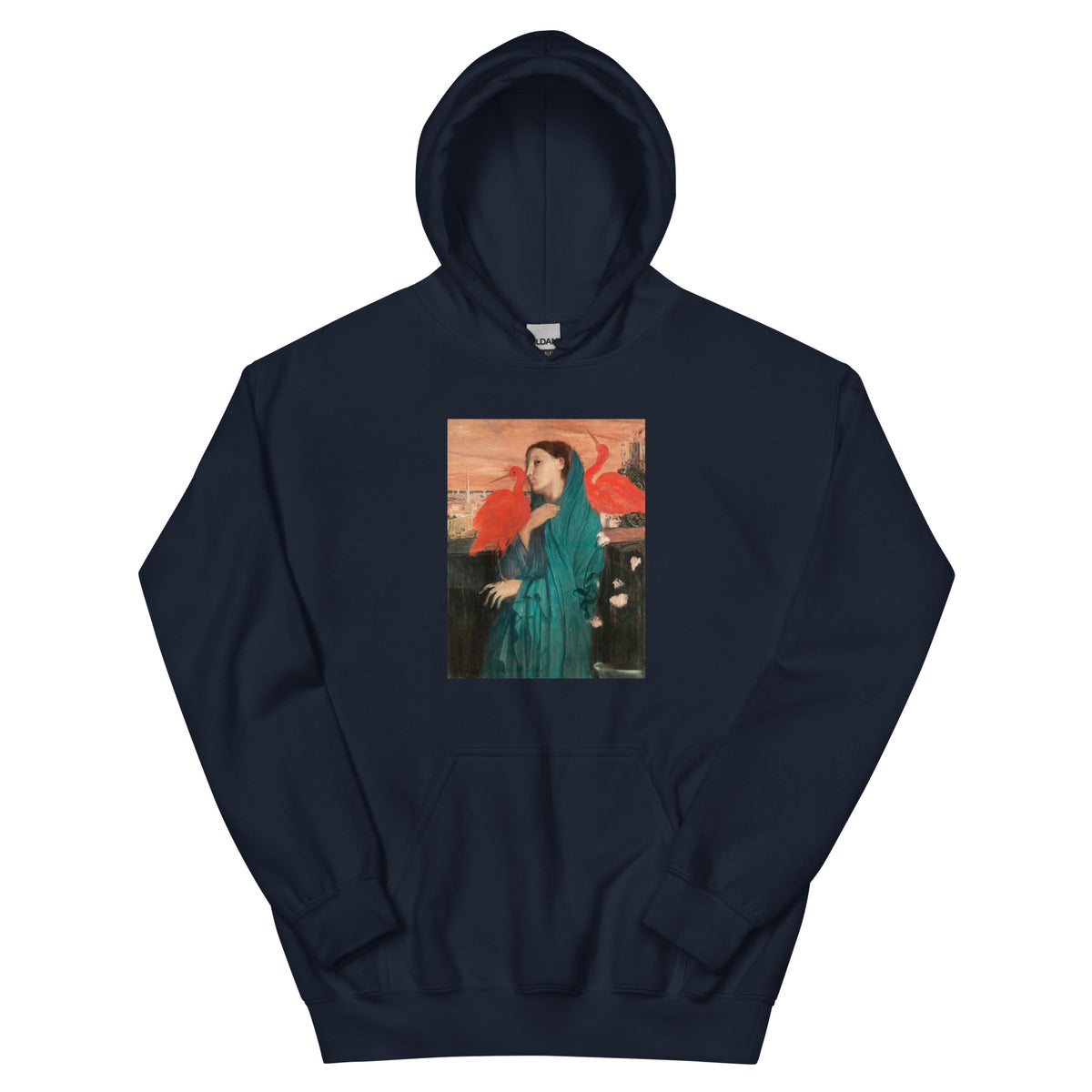 Navy Hoodie Young Woman With Ibis Painting In High Resolution Essential