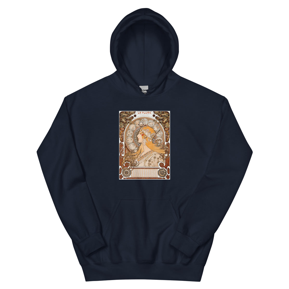 Navy Hoodie Alphonse Maria Mucha S Zodiaque Or La Plume Famous Art Nouveau Artwork Essential