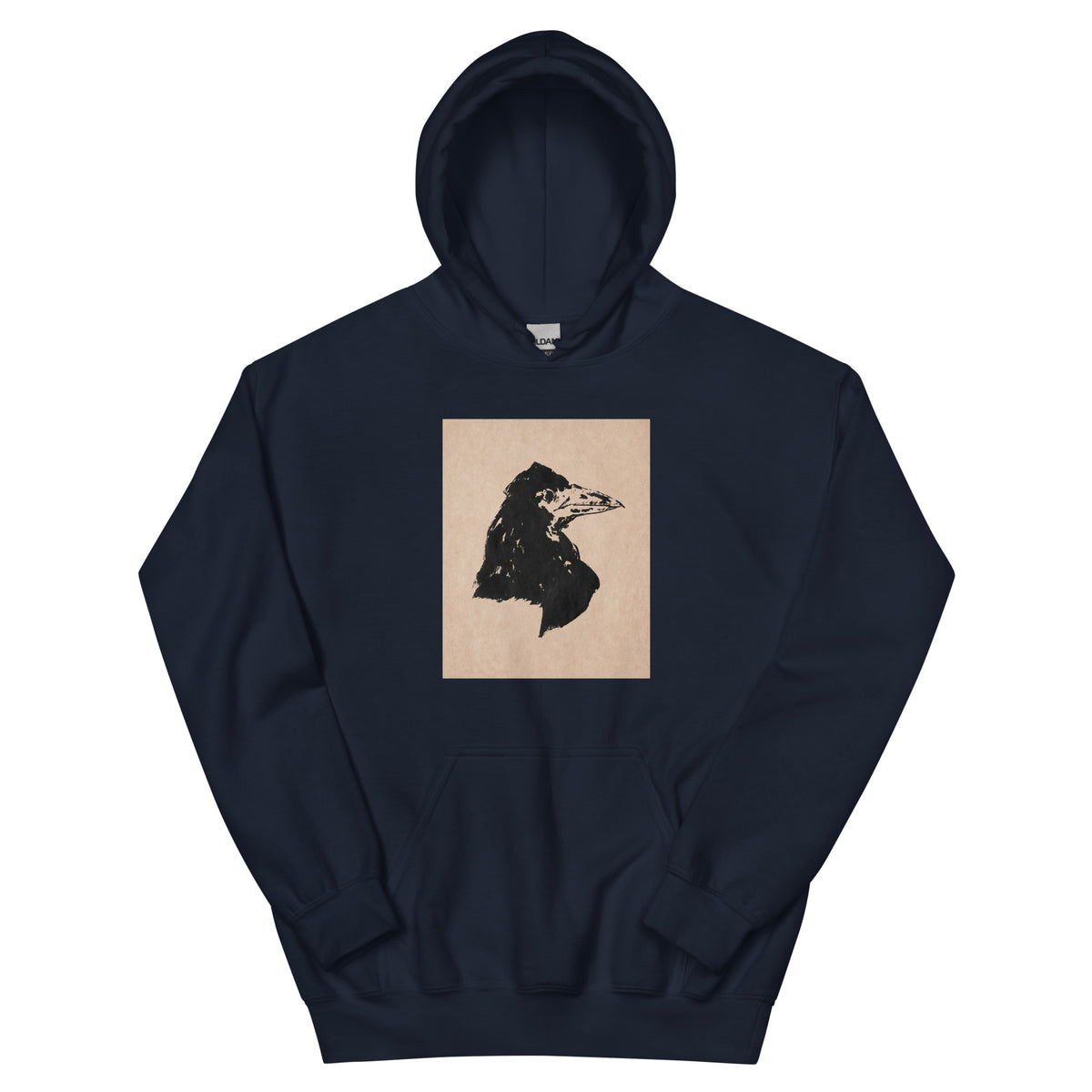 Navy Hoodie Raven Head Print In High Resolution Essential
