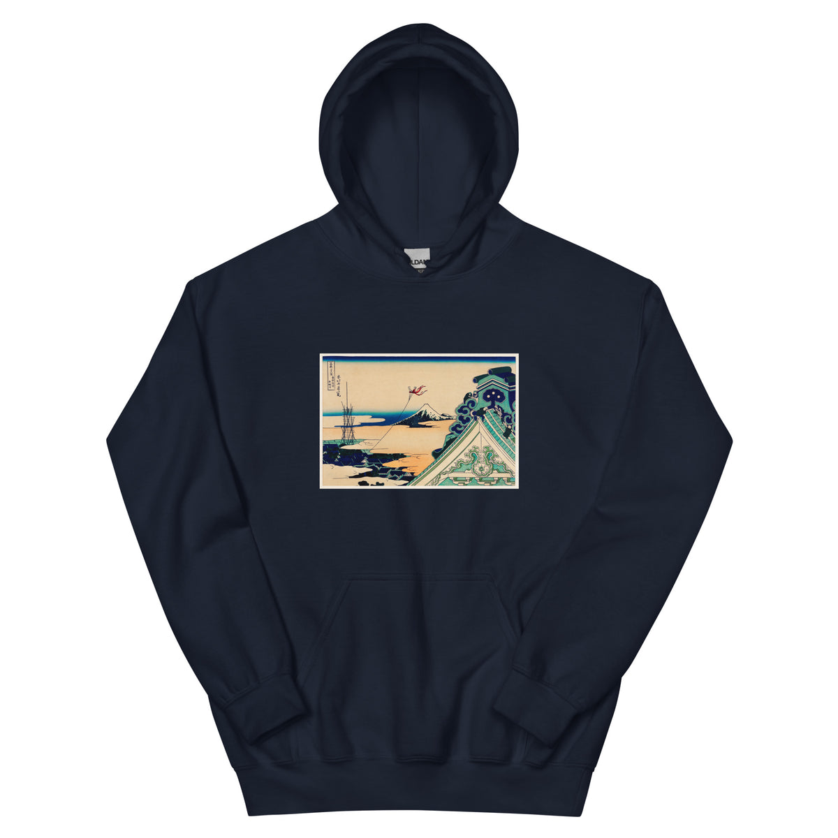 Navy Hoodie Toto Asakusa Honganji - Katsushika Hokusai 1760 Essential