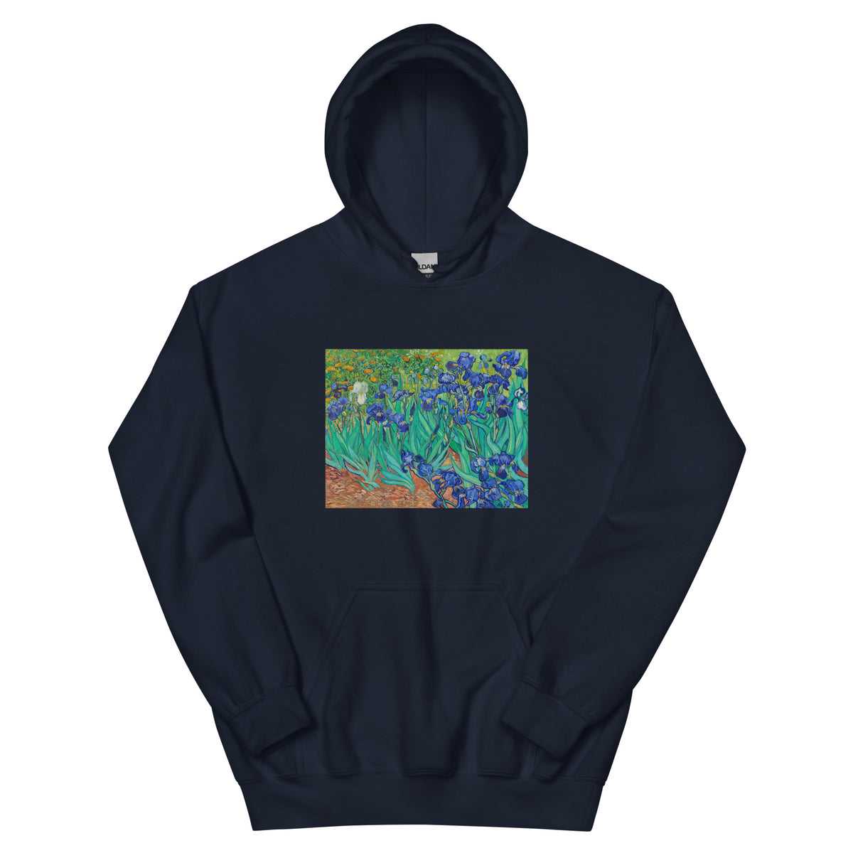Navy Hoodie Vincent Van Gogh S Irises Famous Painting Essential