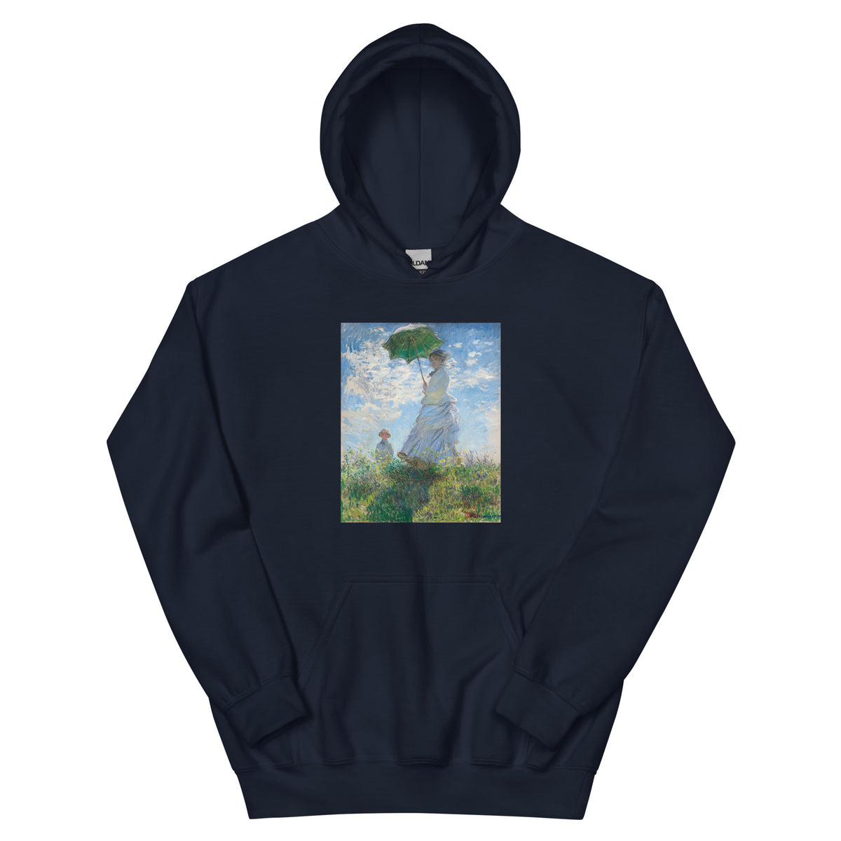 Navy Hoodie Claude Monet S Madame Monet And Her Son Woman With A Parasol Famous Painting Essential