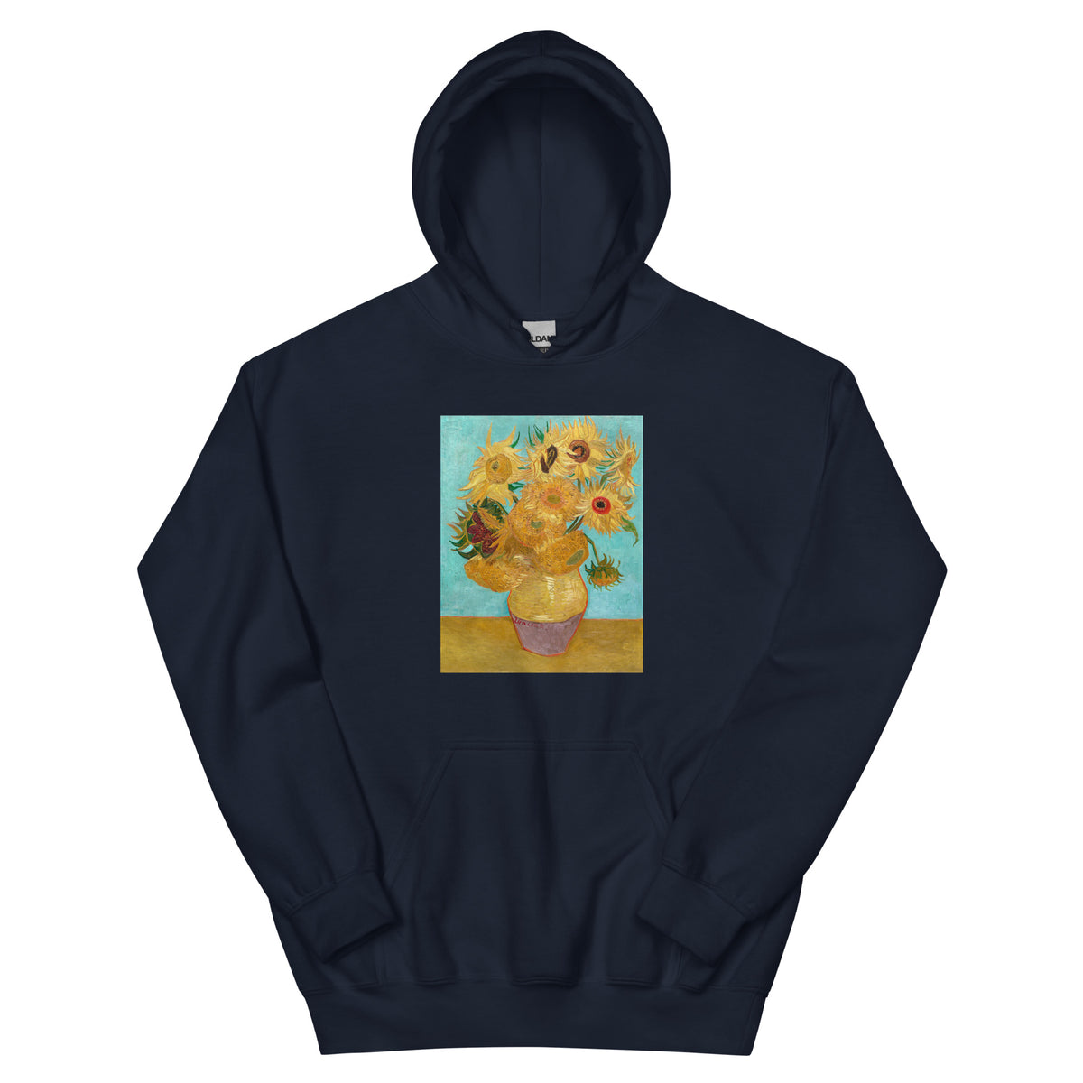 Navy Hoodie Vincent Van Gogh S Vase With Twelve Sunflowers Famous Painting Essential
