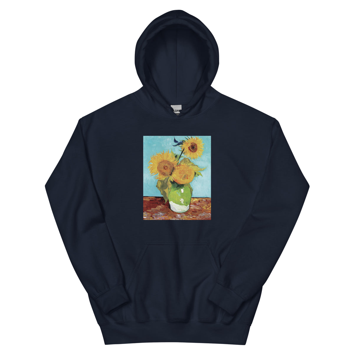 Navy Hoodie Vincent Van Gogh S Vase With Three Sunflowers Famous Painting Essential