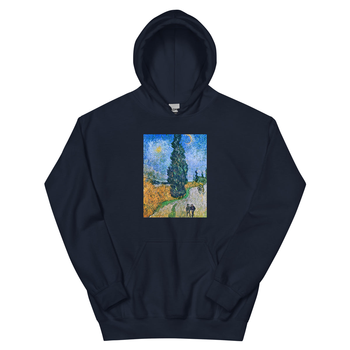 Navy Hoodie Vincent Van Gogh S Road With Cypress And Star Famous Painting Essential