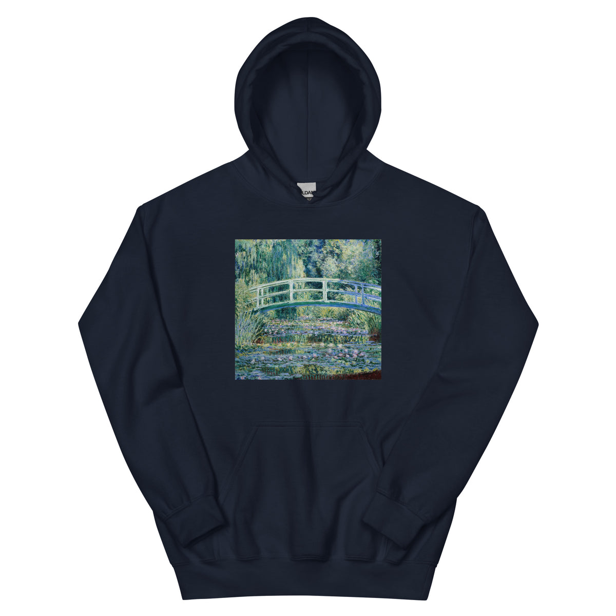 Navy Hoodie Claude Monet S Water Lilies And Japanese Bridge Famous Painting Essential